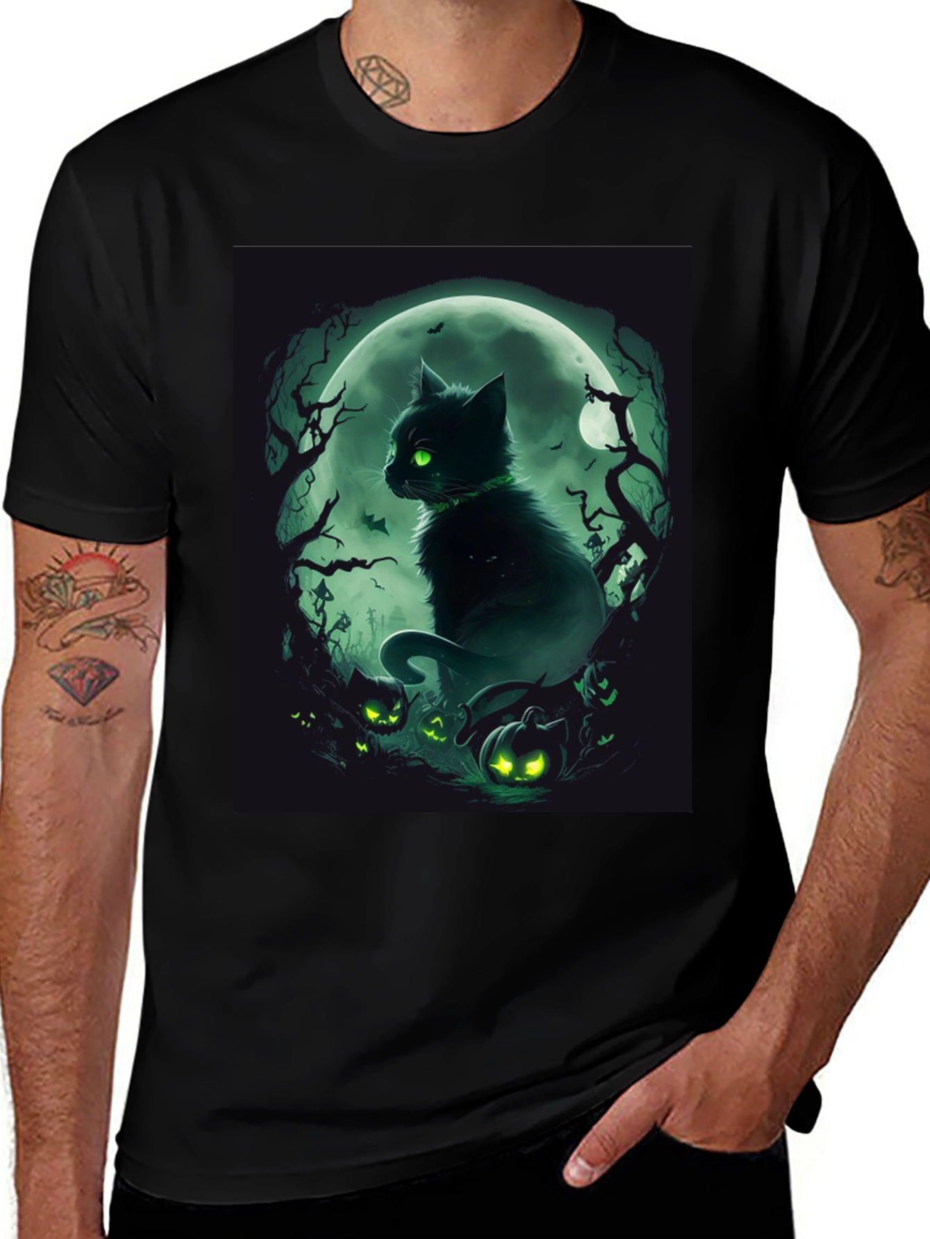 Variant 3 of Halloween Black Cat Moon T-Shirt
