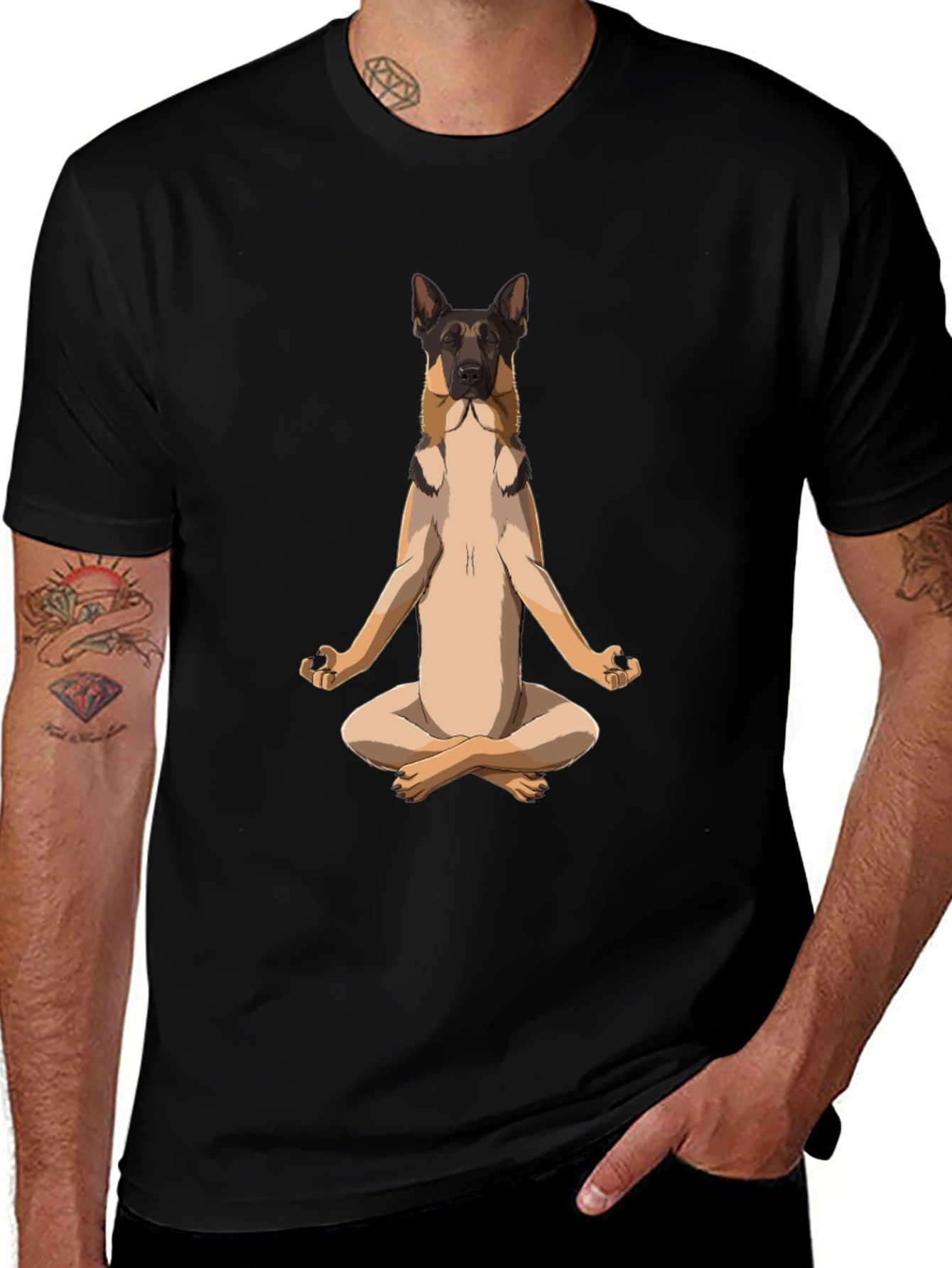 Variant 28 of Meditating German Shepherd T-Shirt - Zen Dog Tee