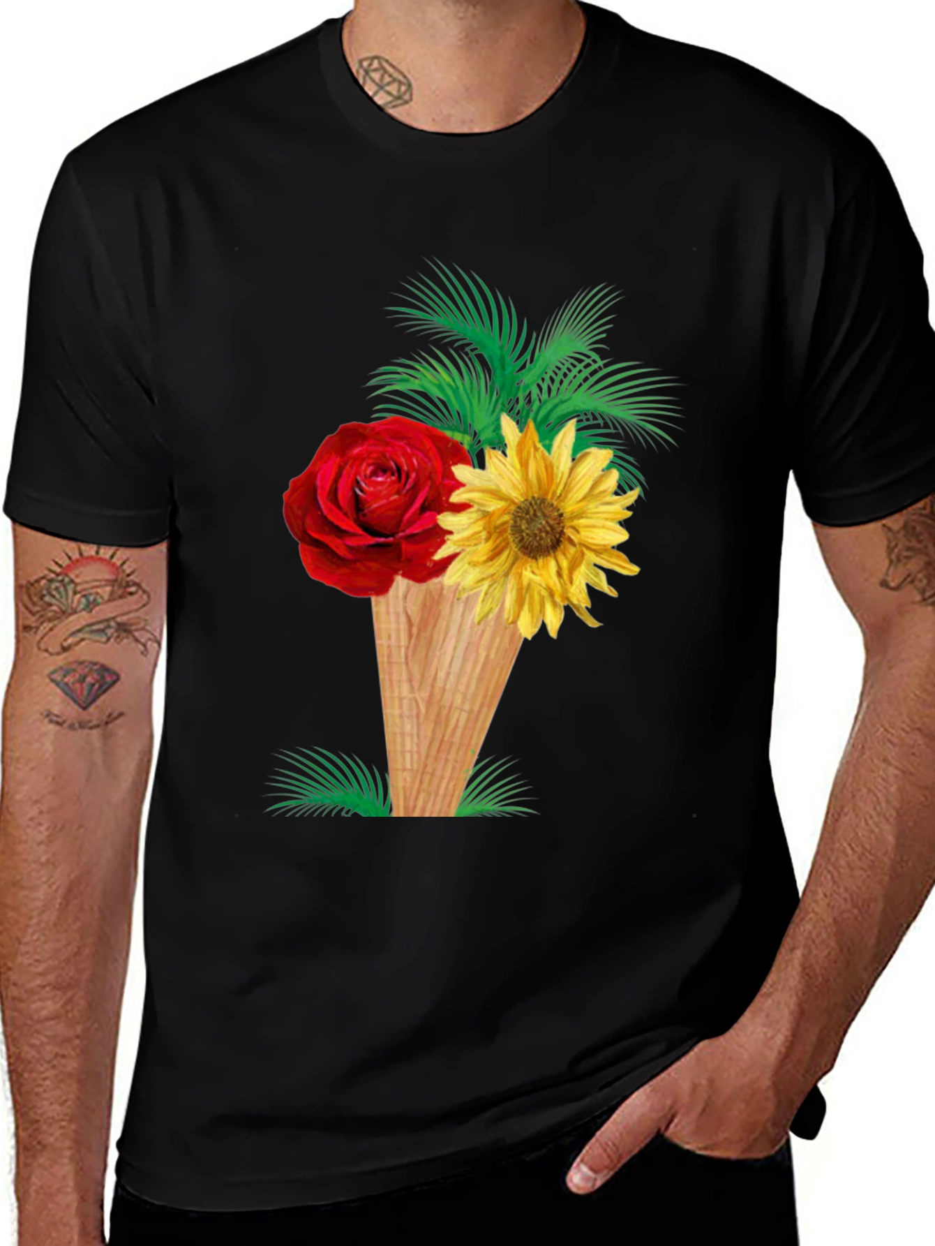 Variant 27 of Floral Ice Cream Cone Graphic Tee