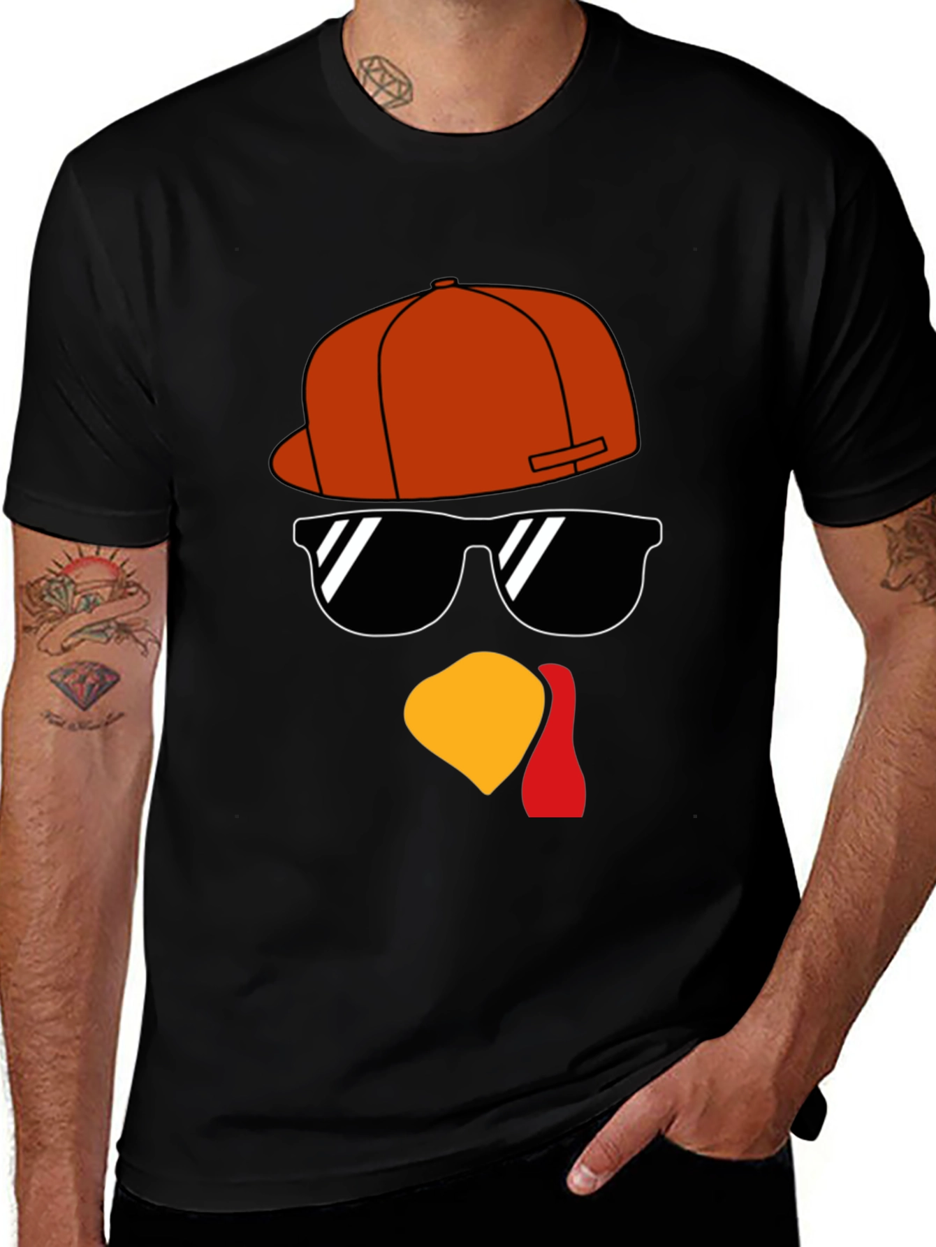 Variant 14 of Thanksgiving Turkey T-Shirt with Hat and Sunglasses