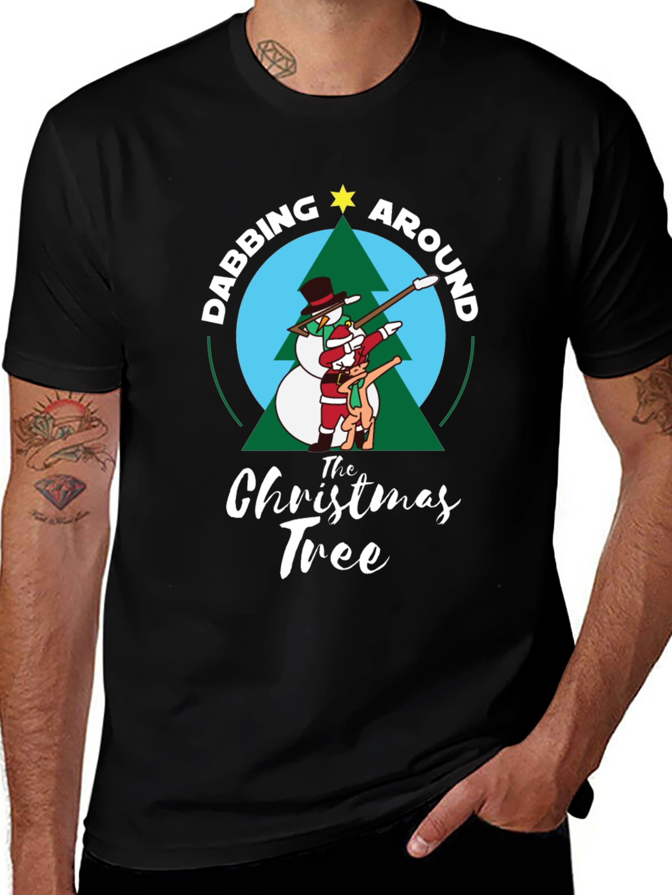 Variant 14 of Dabbing Around Christmas Tree T-Shirt
