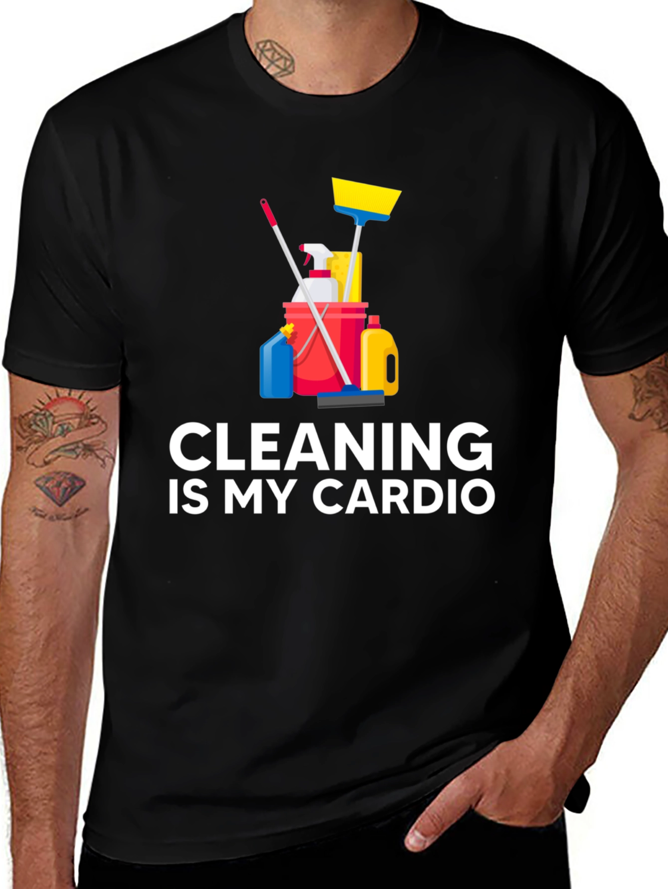 Variant 7 of Cleaning Is My Cardio T-Shirt Funny Housework Design