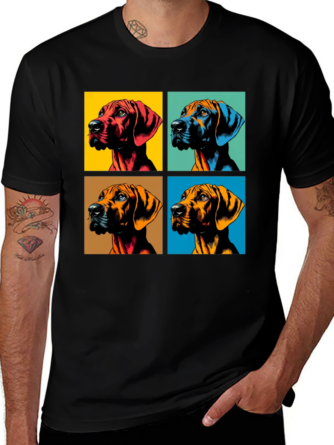 Black Pop Art Dog Portrait Graphic Tee main image