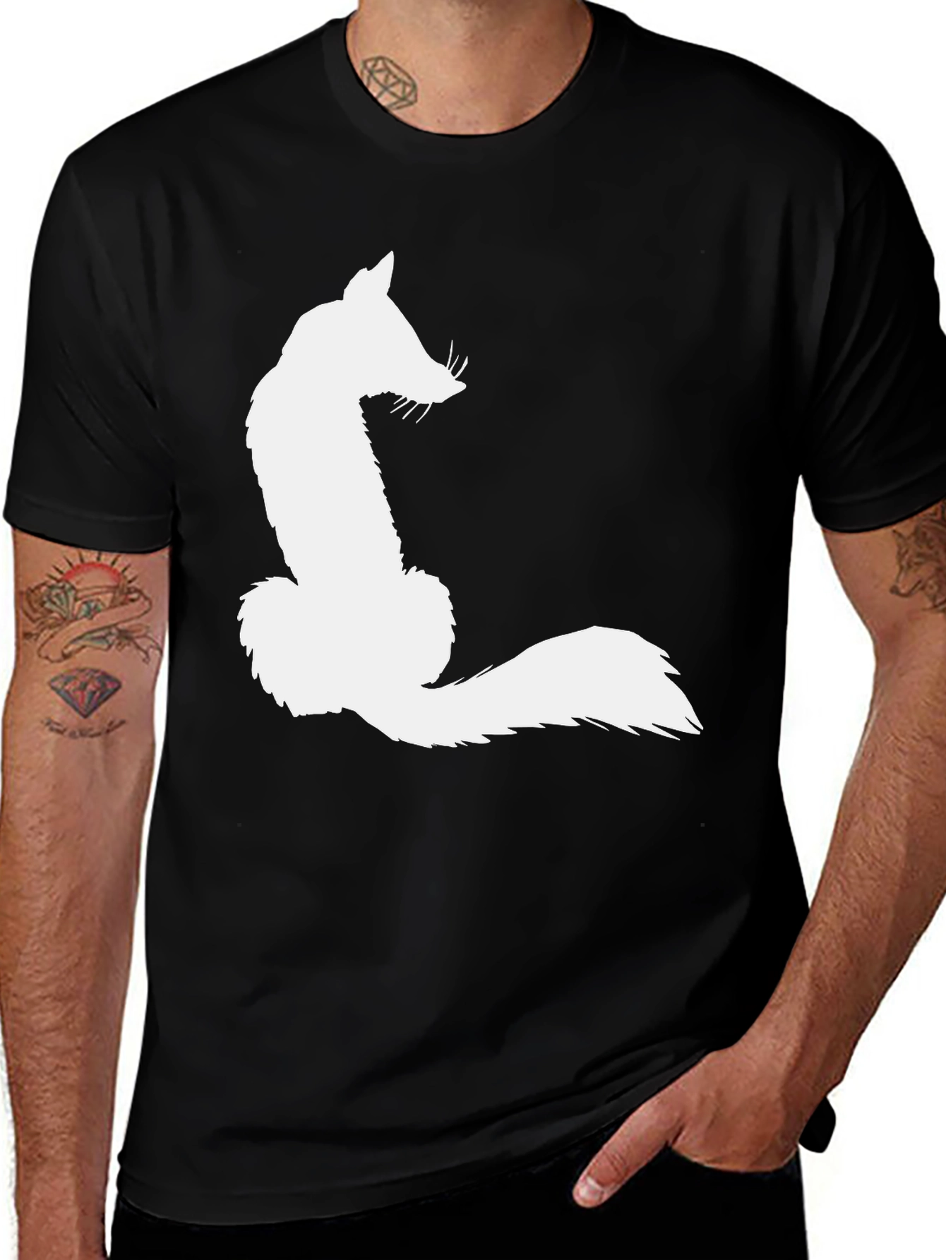 Variant 6 of Fox Silhouette Graphic Tee - Black Cotton Blend