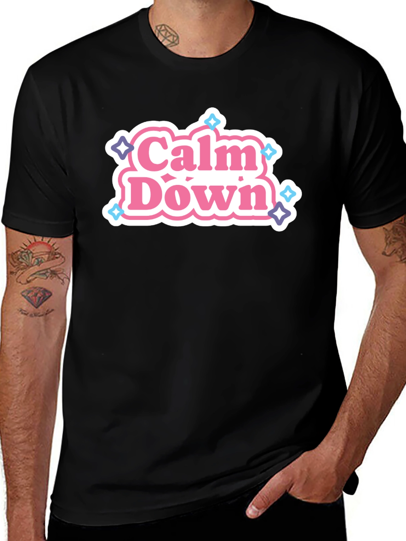 Variant 14 of Calm Down Graphic Tee - Relaxed Casual Wear