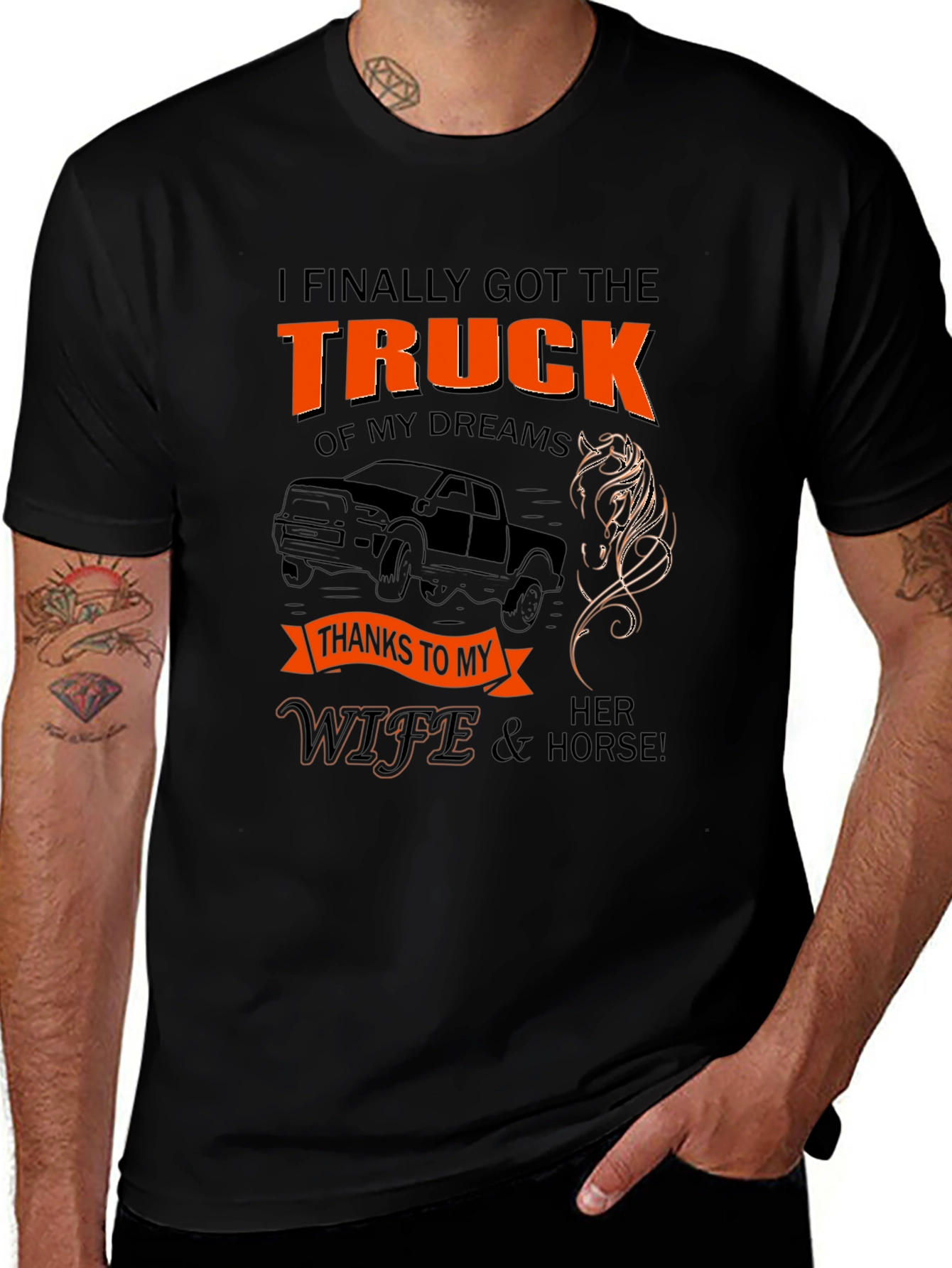 Funny Truck and Horse Lover Graphic T-Shirt