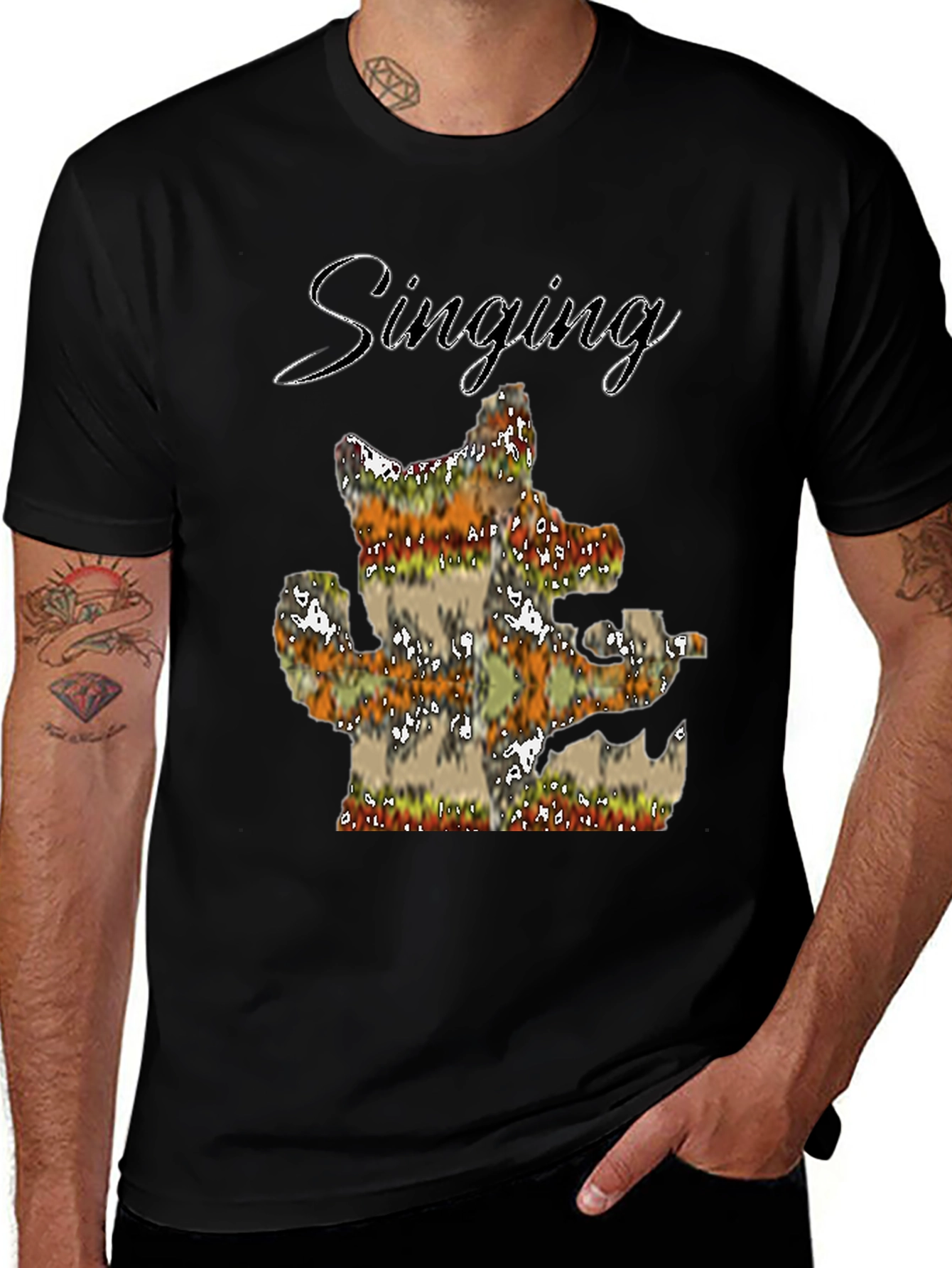 Variant 7 of Singing Coyote T-Shirt - Unique Wildlife Design