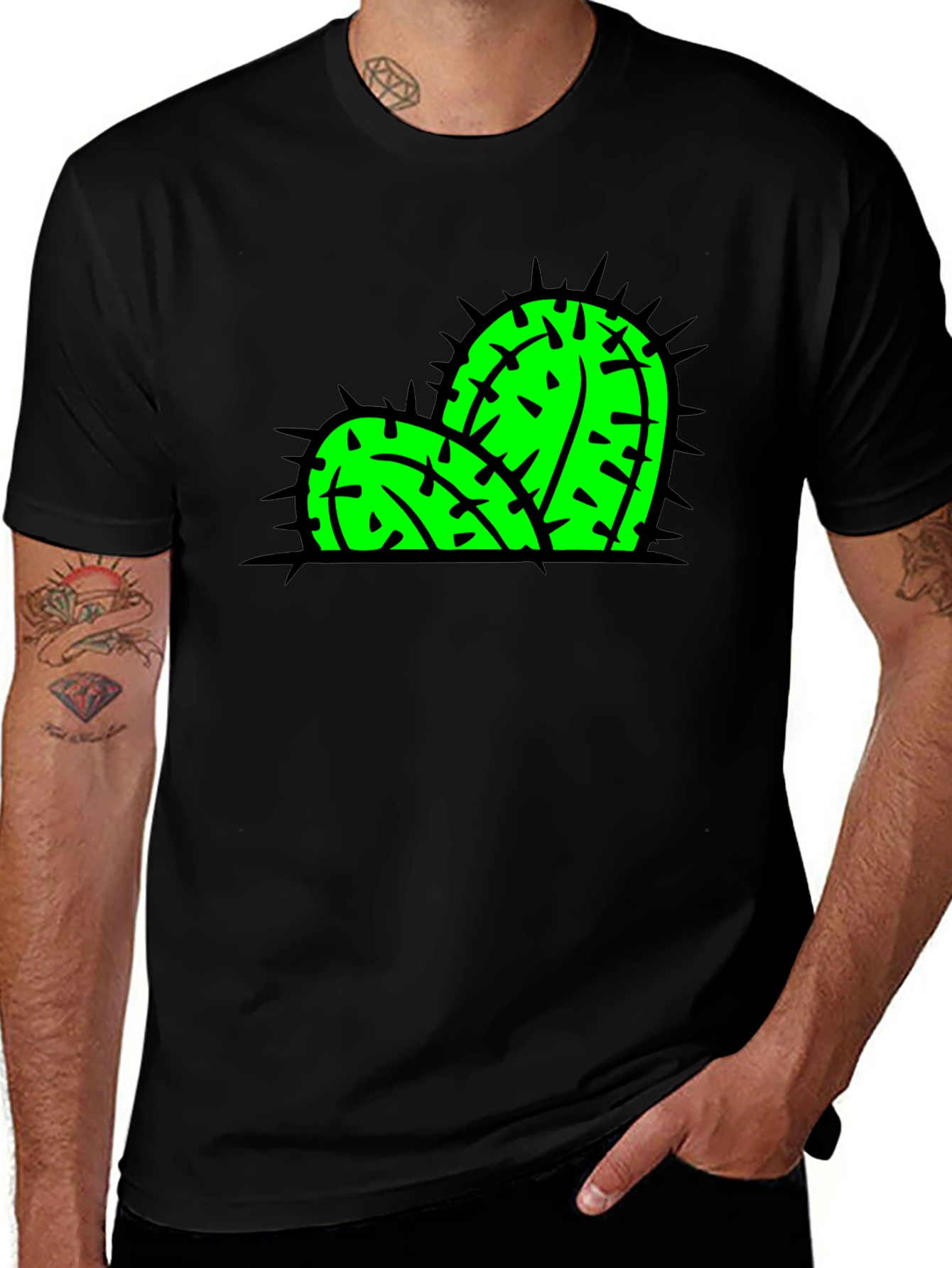 Variant 19 of Cactus Graphic Print T-Shirt - Bold Black Tee