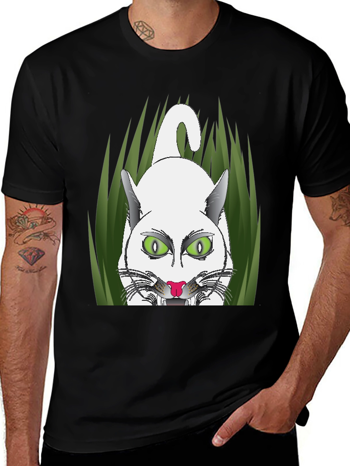 Variant 6 of Black T-Shirt with Cat Graphic