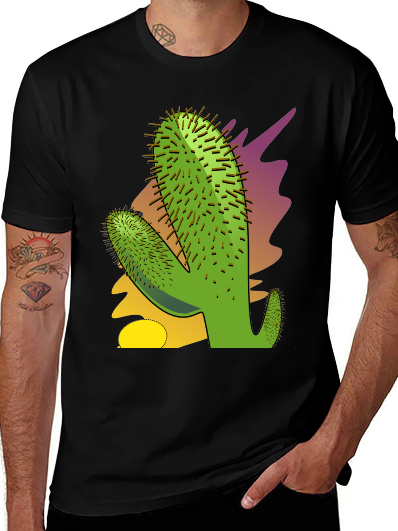 Variant 3 of Cactus Graphic Tee - Black T-Shirt