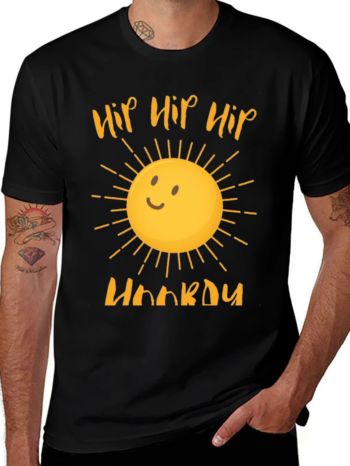 Variant 17 of Hip Hip Hooray Sun Graphic Tee - Black