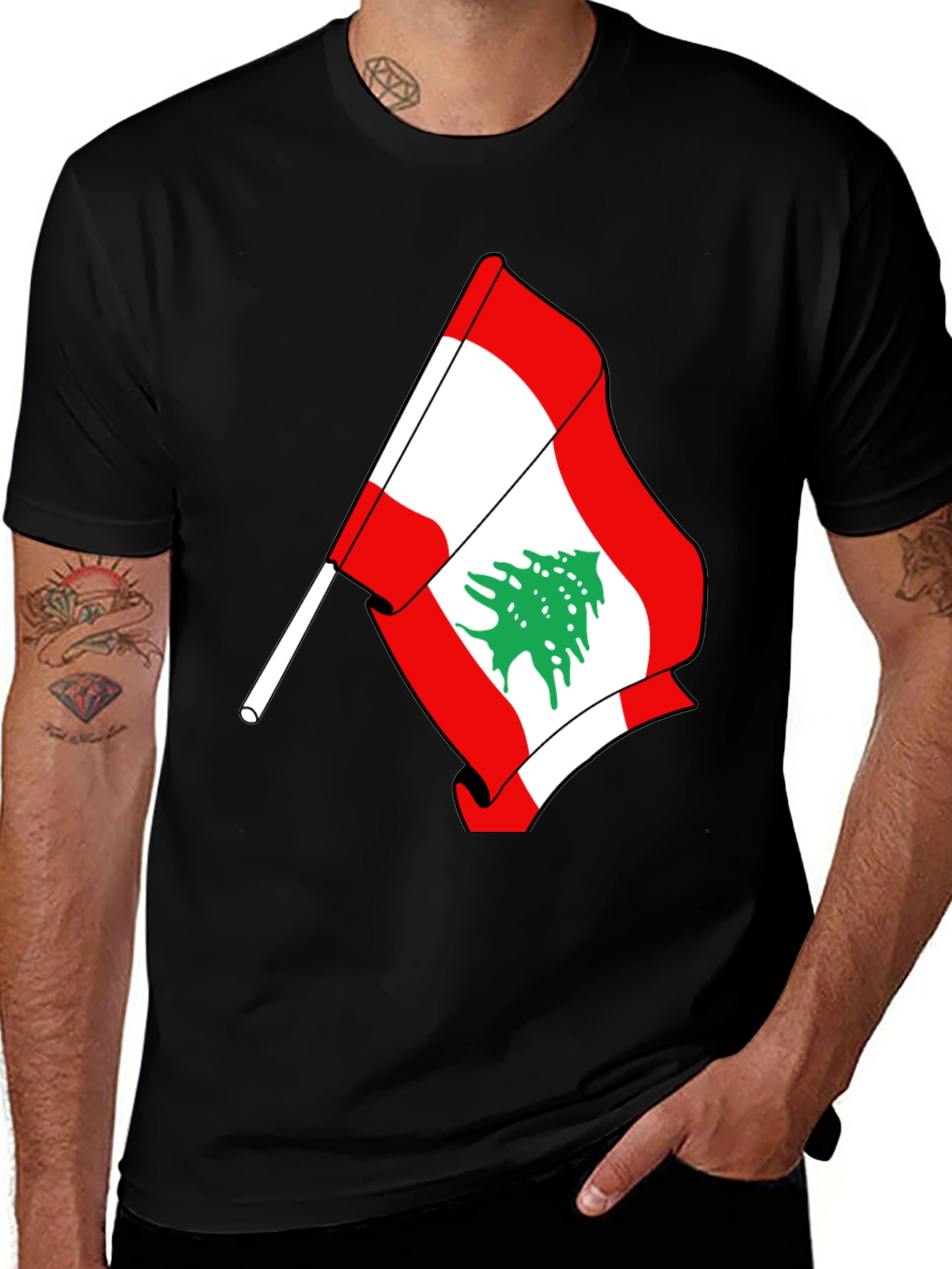 Lebanon Flag T-Shirt - Men's Black Tee