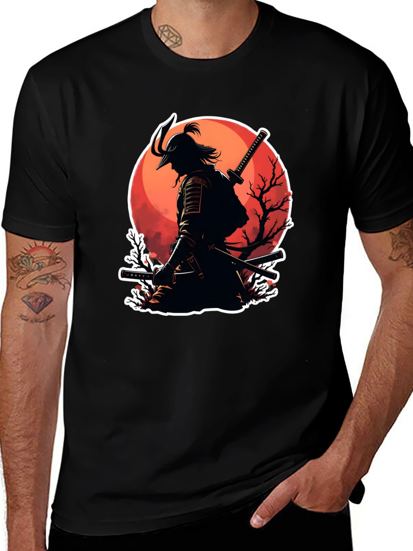 Variant 3 of Samurai Warrior Graphic T-Shirt - Men's Black Tee