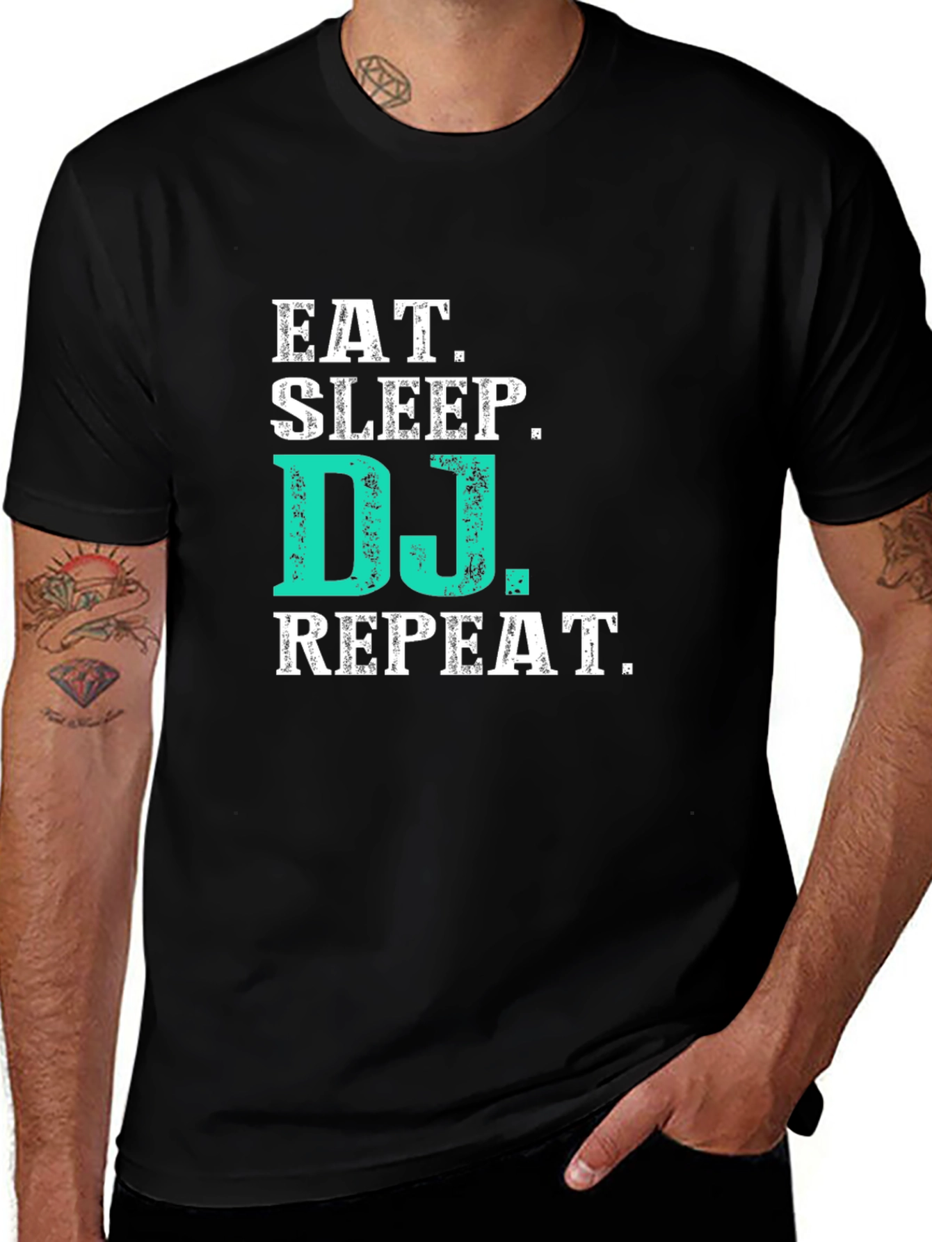 Variant 14 of Eat Sleep DJ Repeat Graphic Tee - Black T-Shirt
