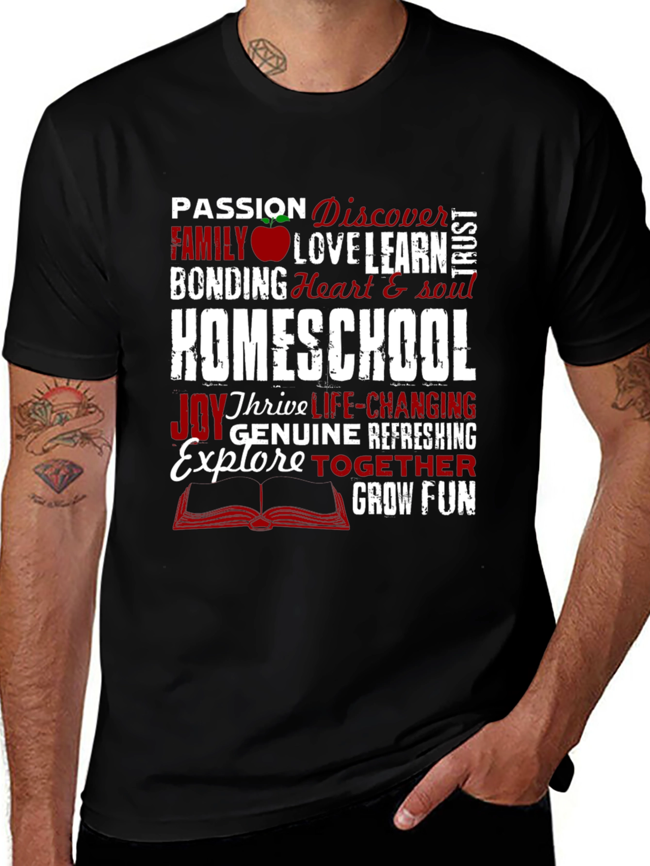 Homeschool Word Art T-Shirt: Passion, Family, Learning