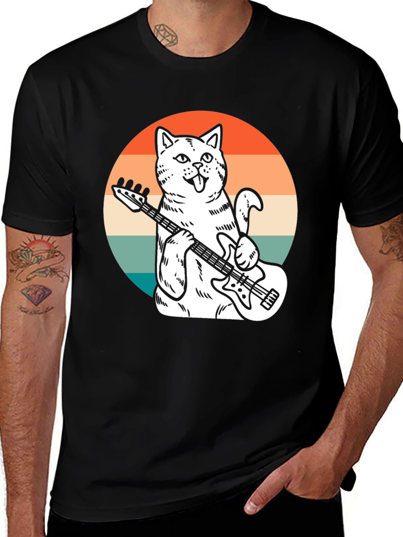 Variant 5 of Cat Bassist T-Shirt - Cool Graphic Tee