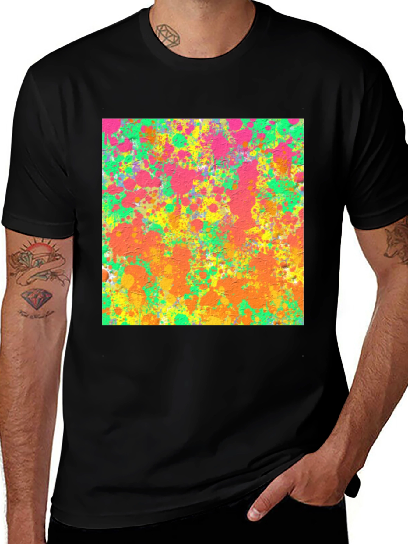 Variant 17 of Abstract Splatter Art Black T-Shirt
