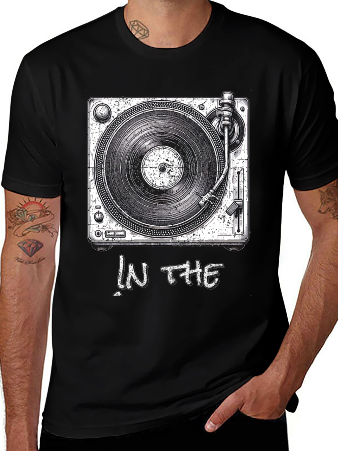 Variant 7 of DJ Turntable Graphic T-Shirt - Black