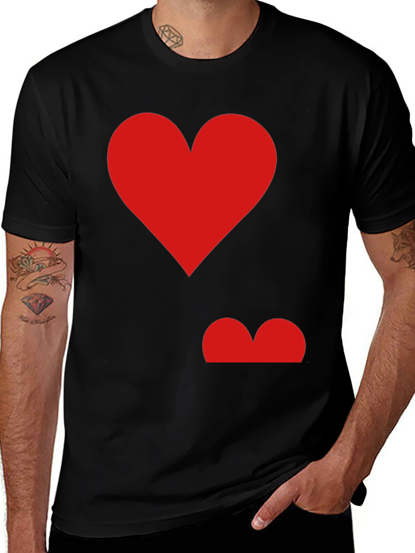 Red Heart Graphic Black T-Shirt