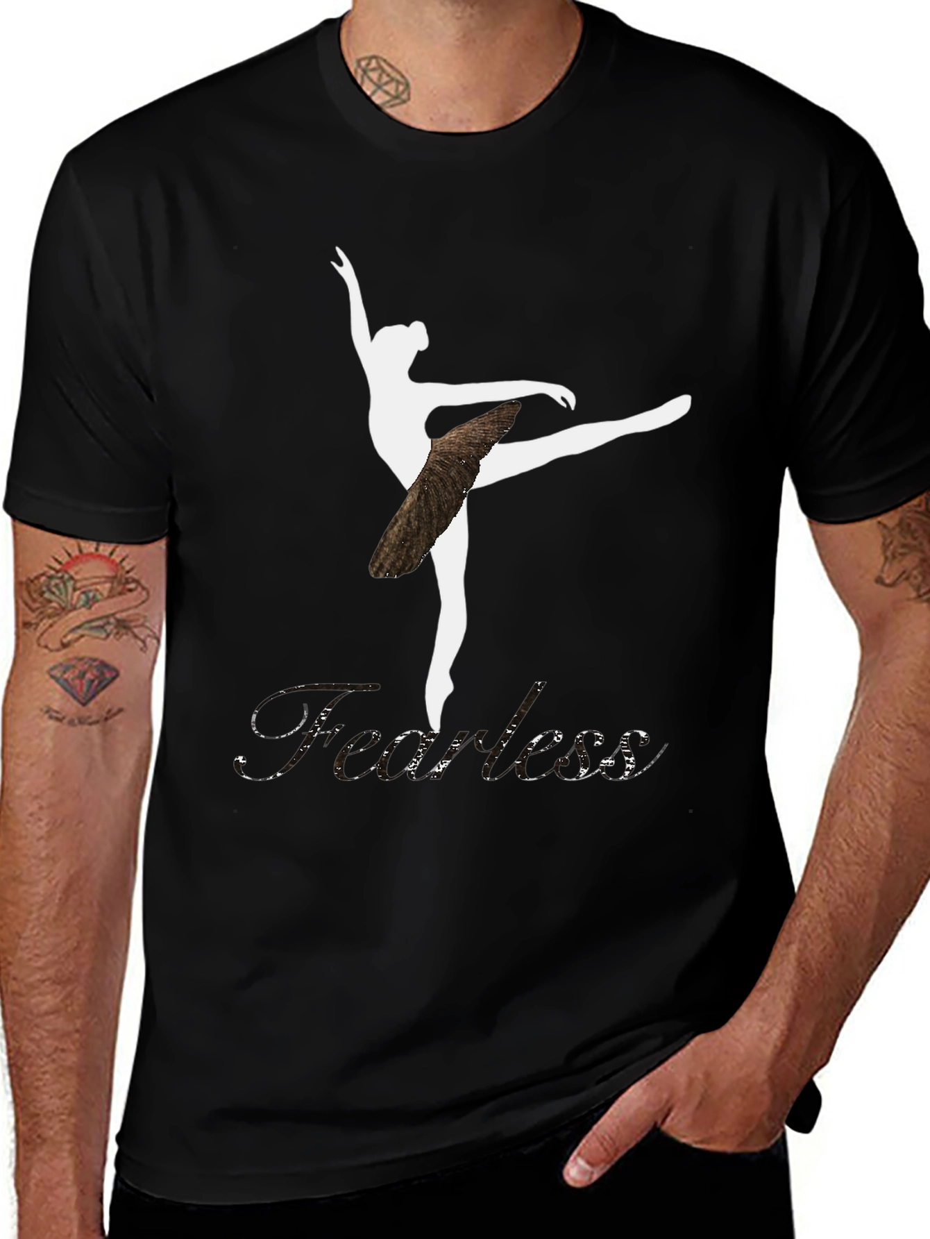 Fearless Ballerina Graphic T-Shirt - Black Cotton Tee