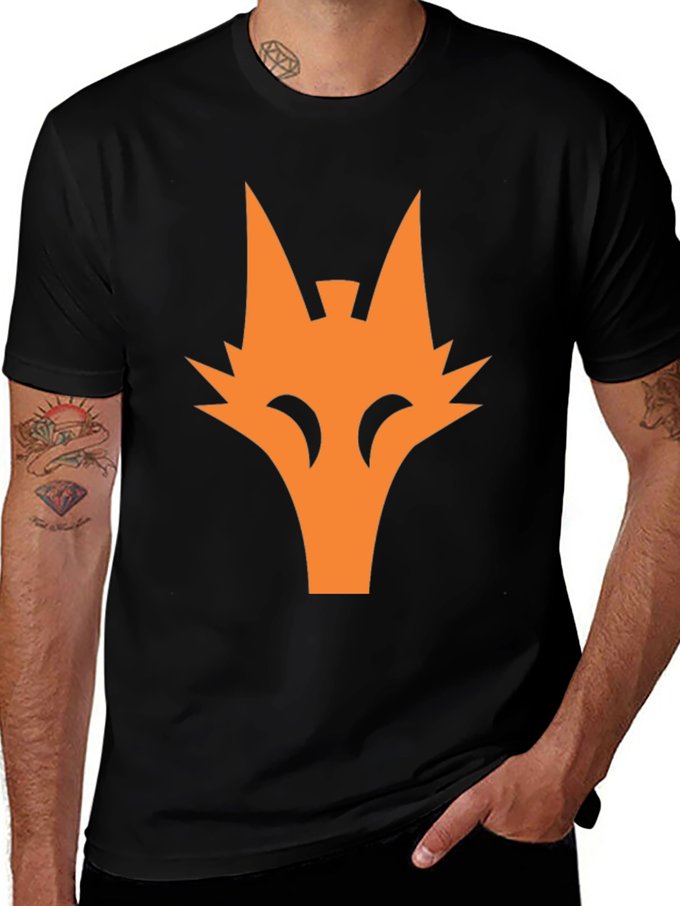 Variant 5 of Orange Fox Graphic Tee - Cool Black T-Shirt