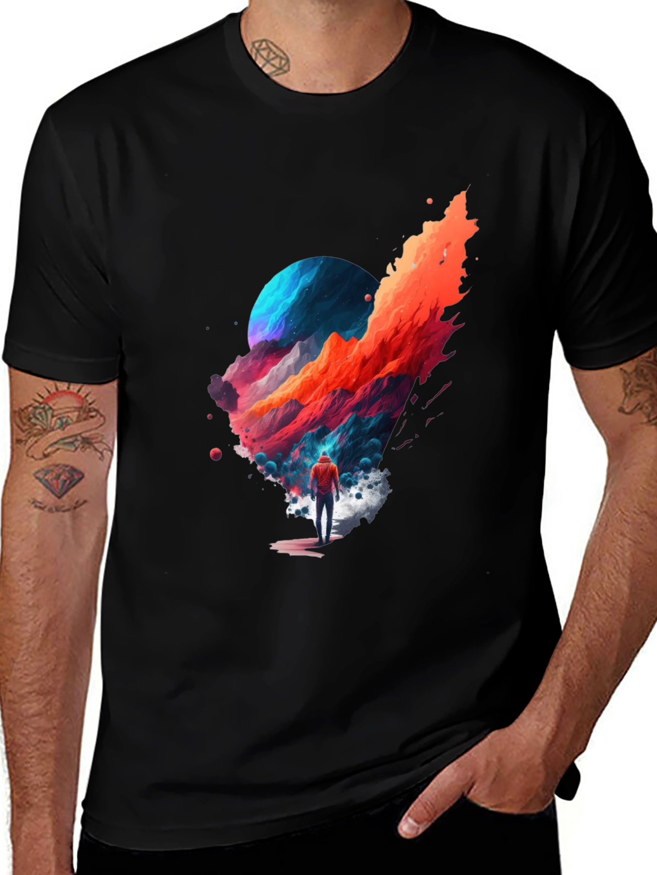 Variant 11 of Abstract Galaxy Print Men's Black T-Shirt
