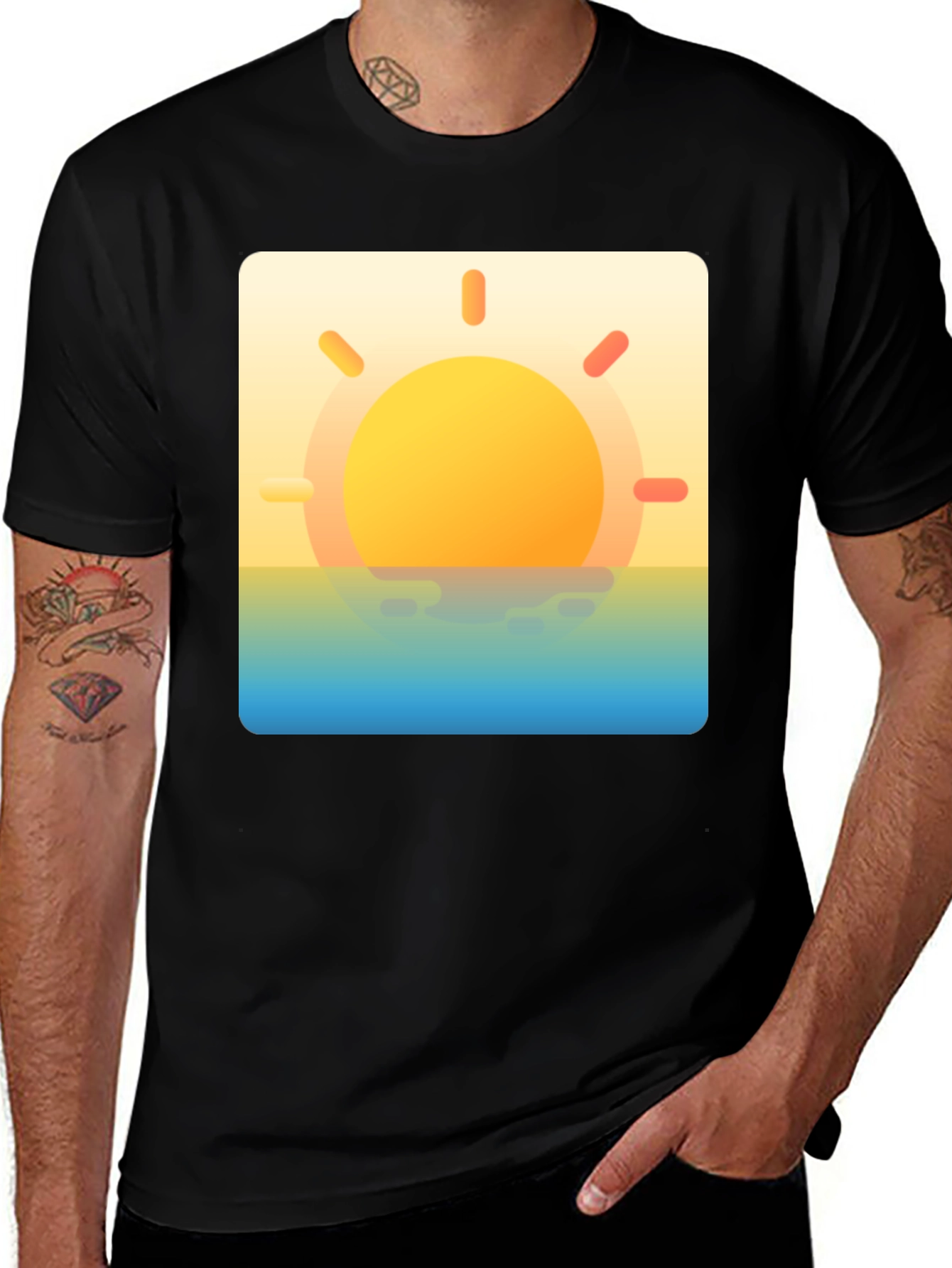 Variant 16 of Sunset Graphic Tee - Black Casual T-Shirt