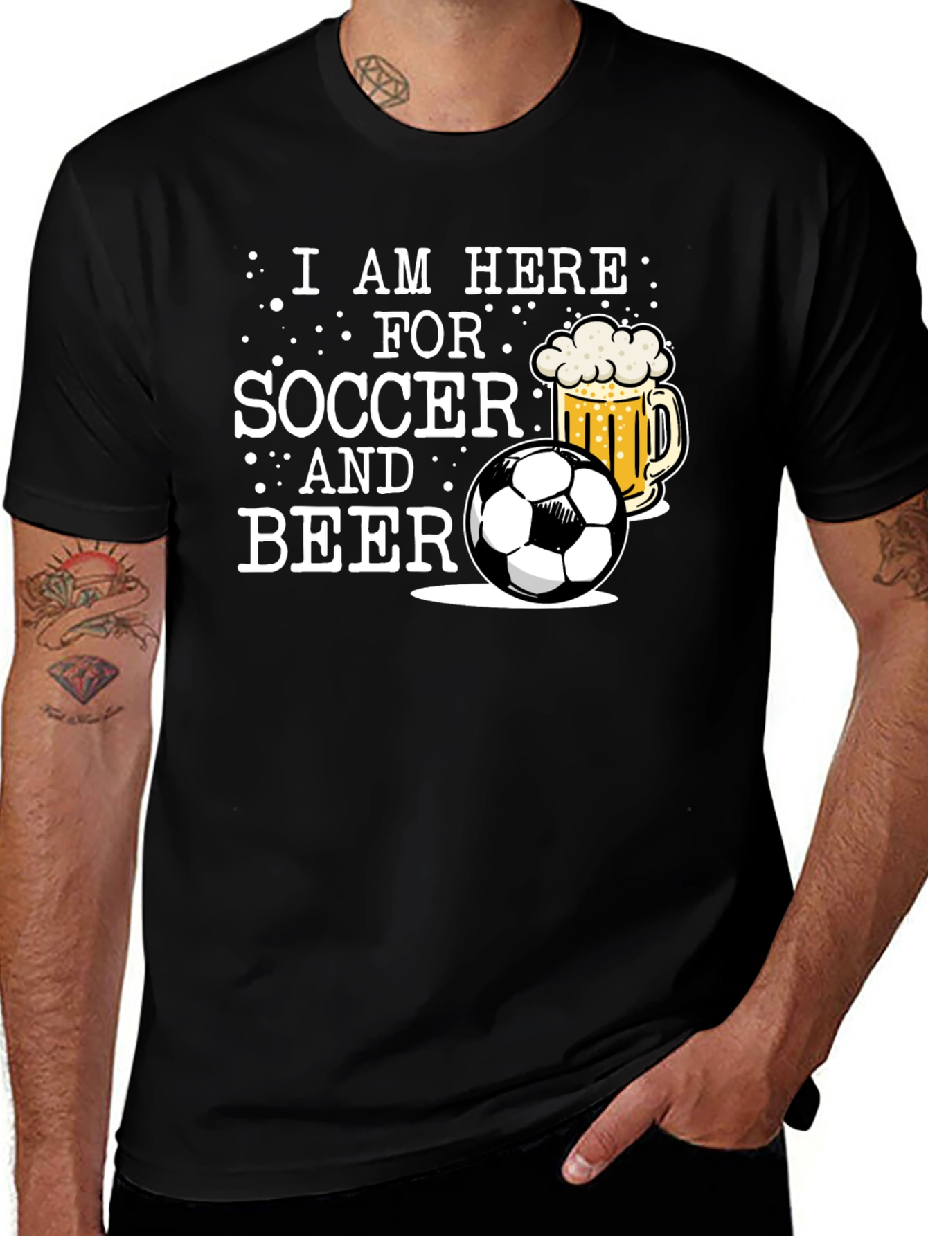 Variant 15 of Soccer and Beer T-Shirt - Men's Black Graphic Tee