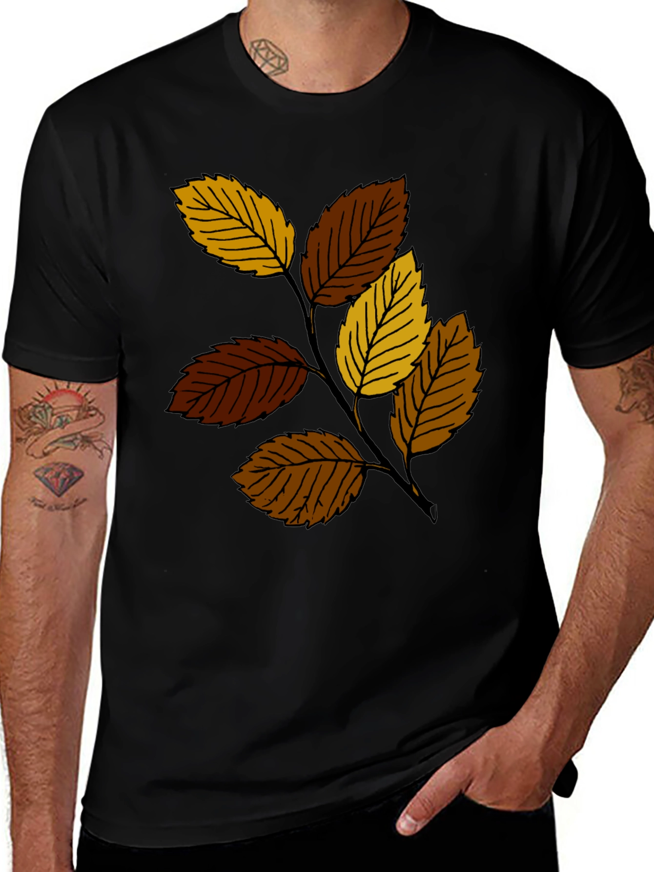 Variant 3 of Autumn Leaves Graphic Black T-Shirt