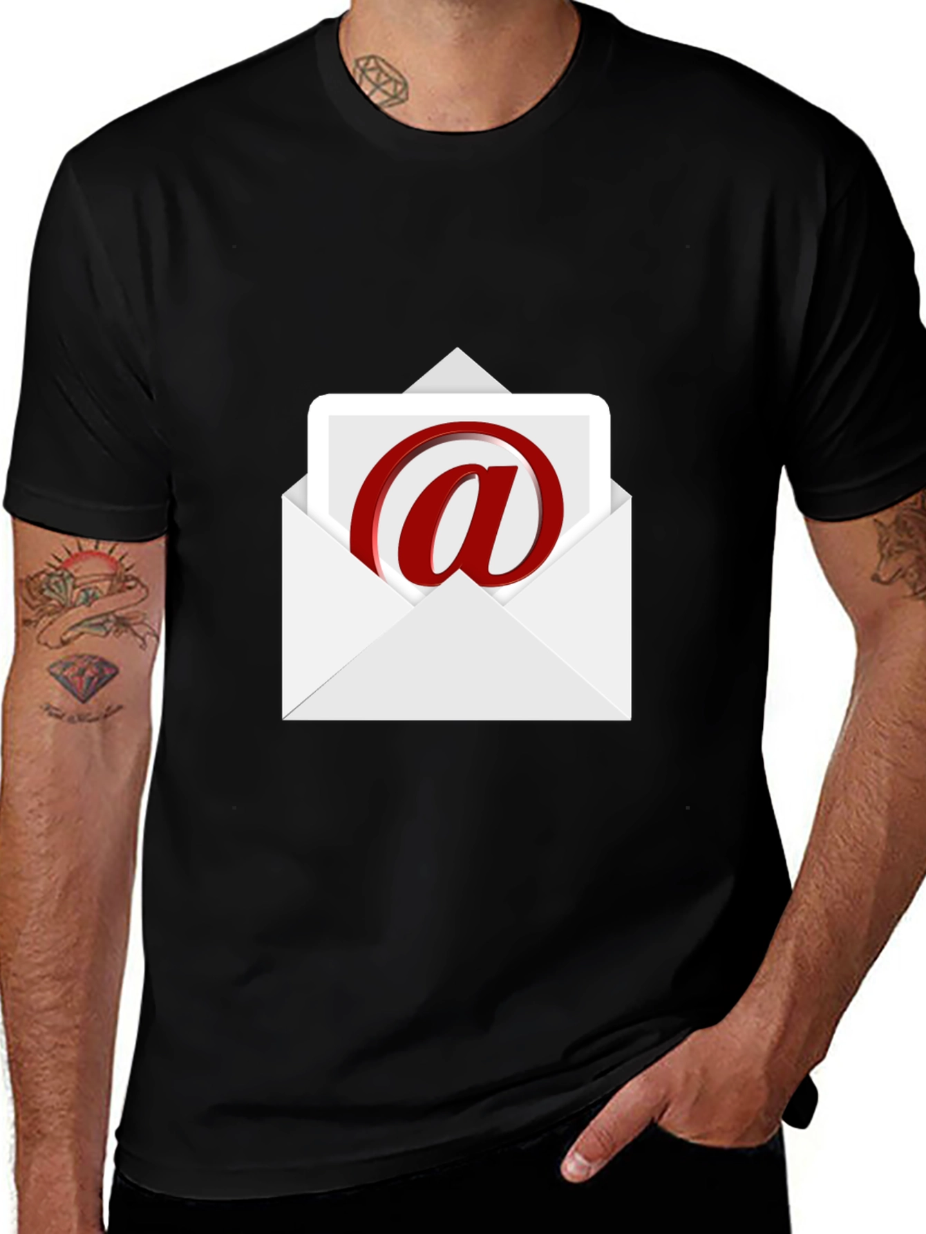 Email @ Symbol Graphic Tee - Black Cotton T-Shirt