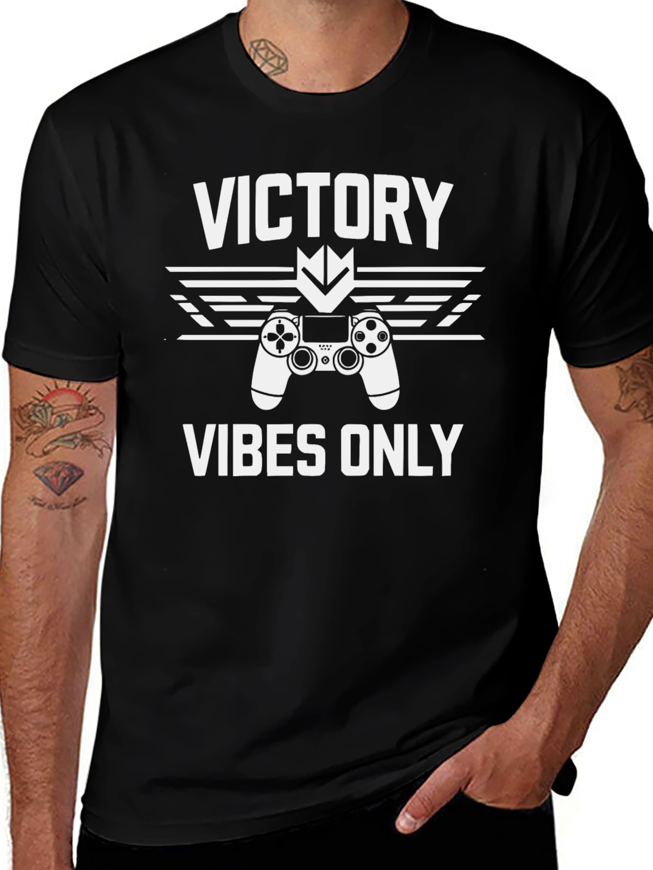 Variant 11 of Victory Vibes Only Gamer T-Shirt - Black