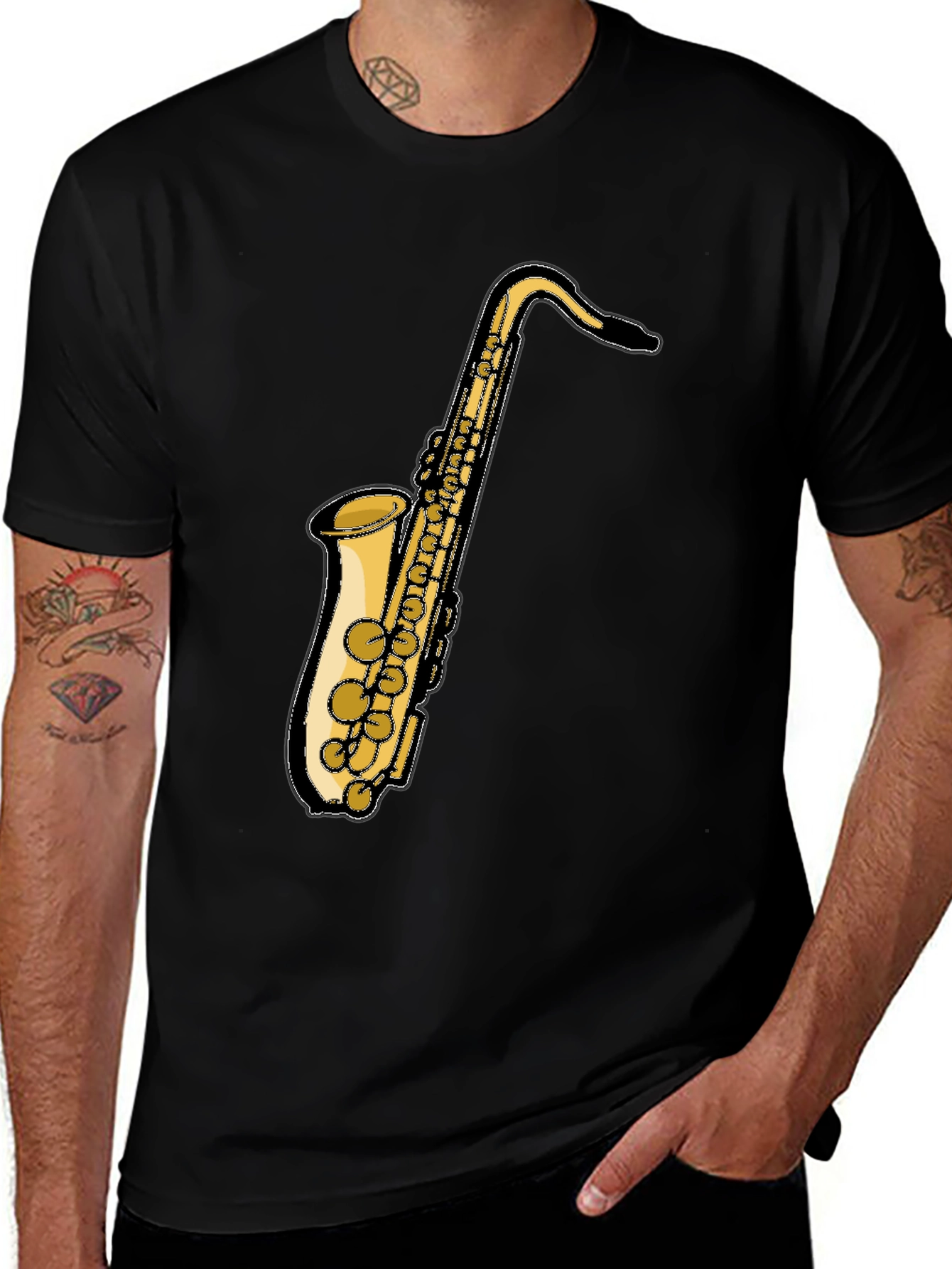 Variant 22 of Saxophone Graphic Black T-Shirt - Music Lover Tee