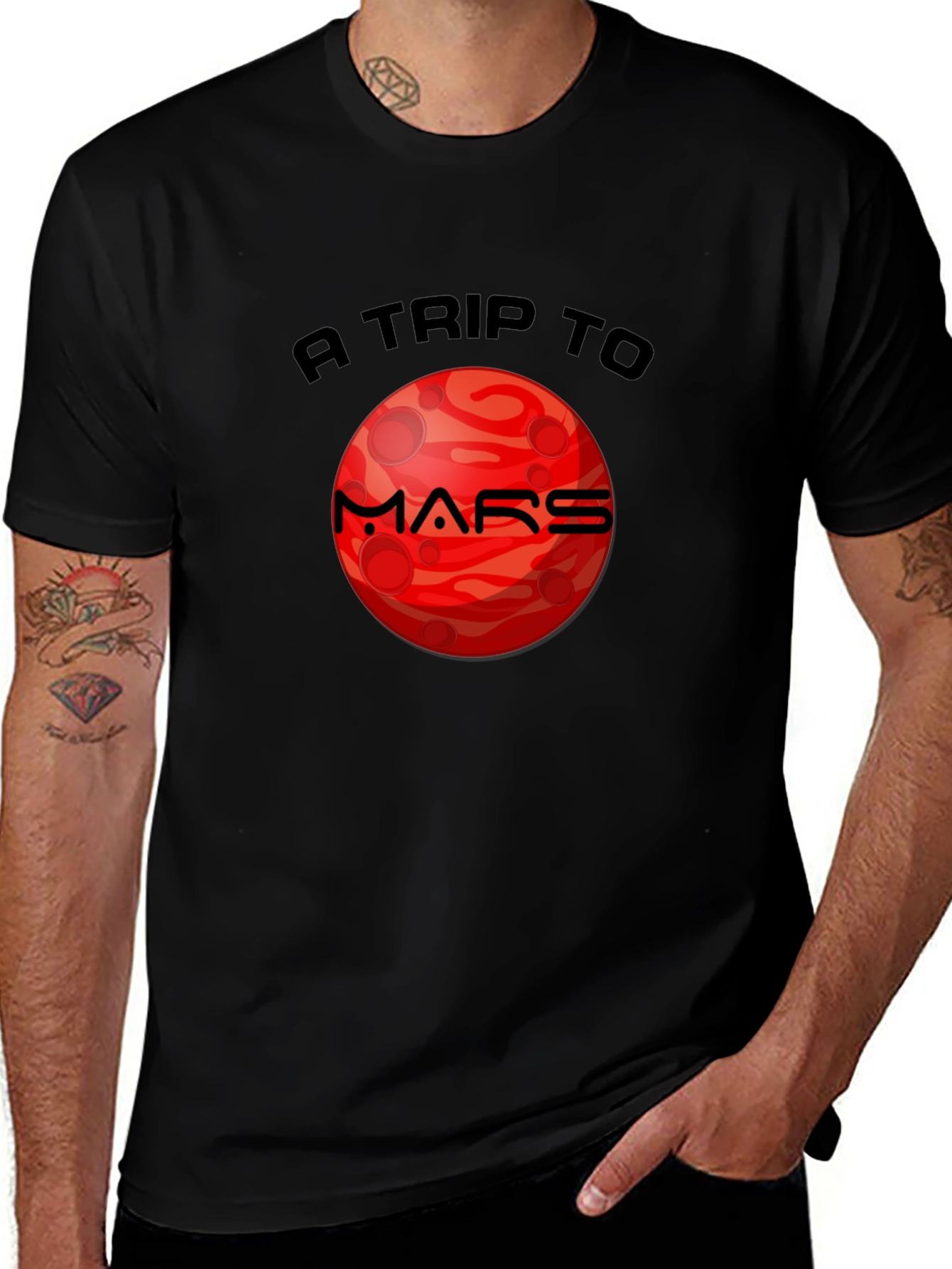Mars Trip Graphic T-Shirt - Black Cotton Tee