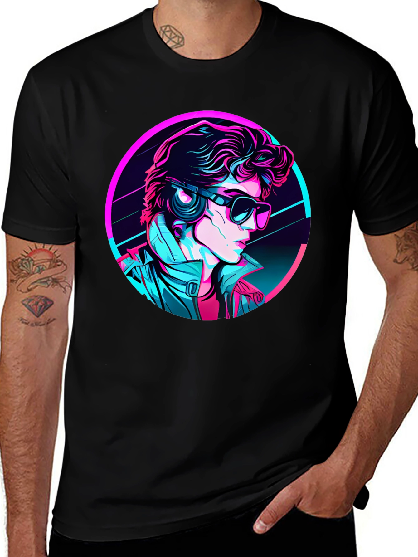 Variant 8 of Retro Synthwave Graphic Tee - Black