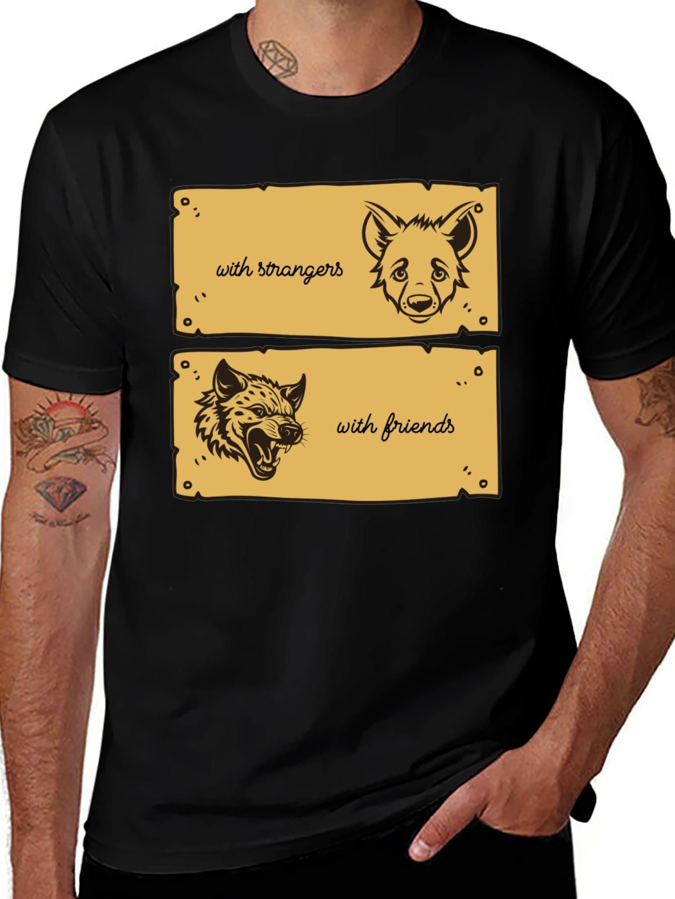 Variant 4 of Hyena Mood T-Shirt - Strangers vs Friends