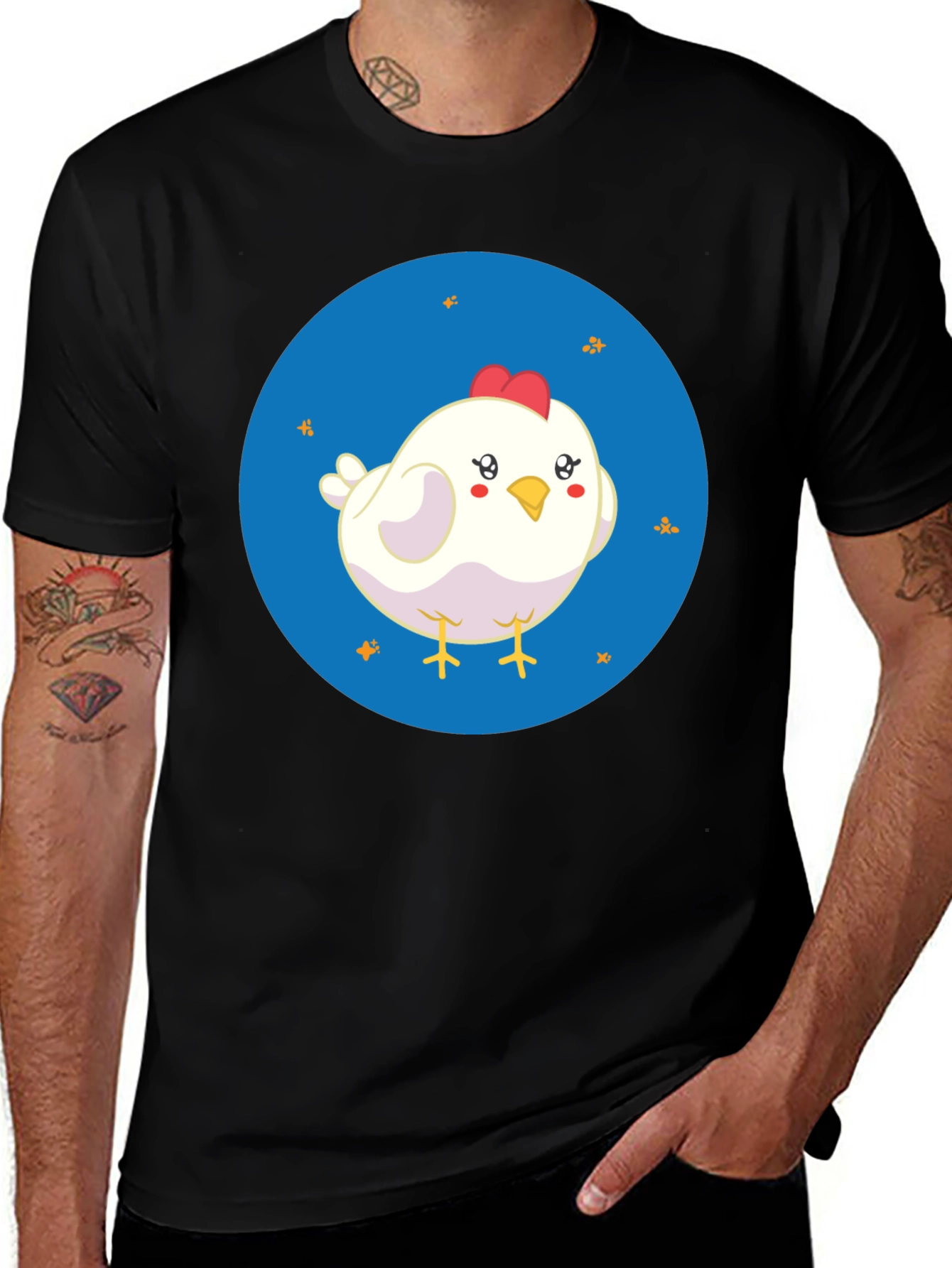 Variant 17 of Cute Chicken Graphic Black T-Shirt