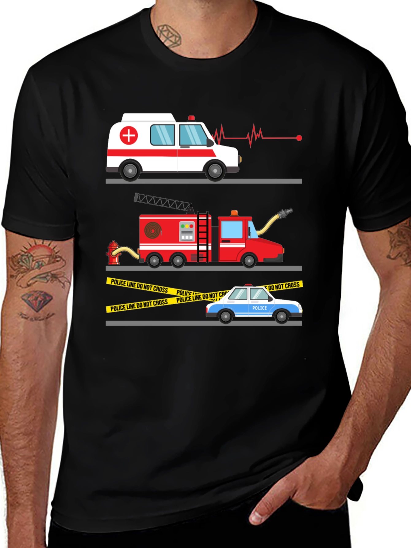 Variant 5 of Emergency Vehicle Graphic Tee - First Responder Shirt