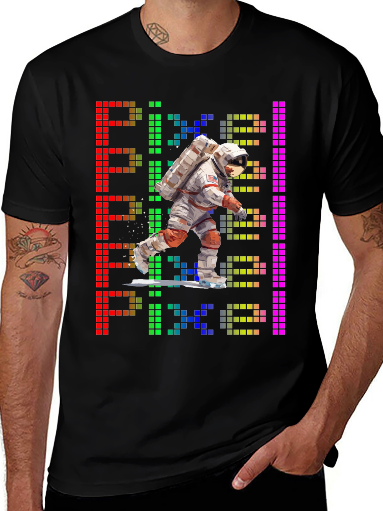 Variant 12 of Pixel Art Astronaut T-Shirt