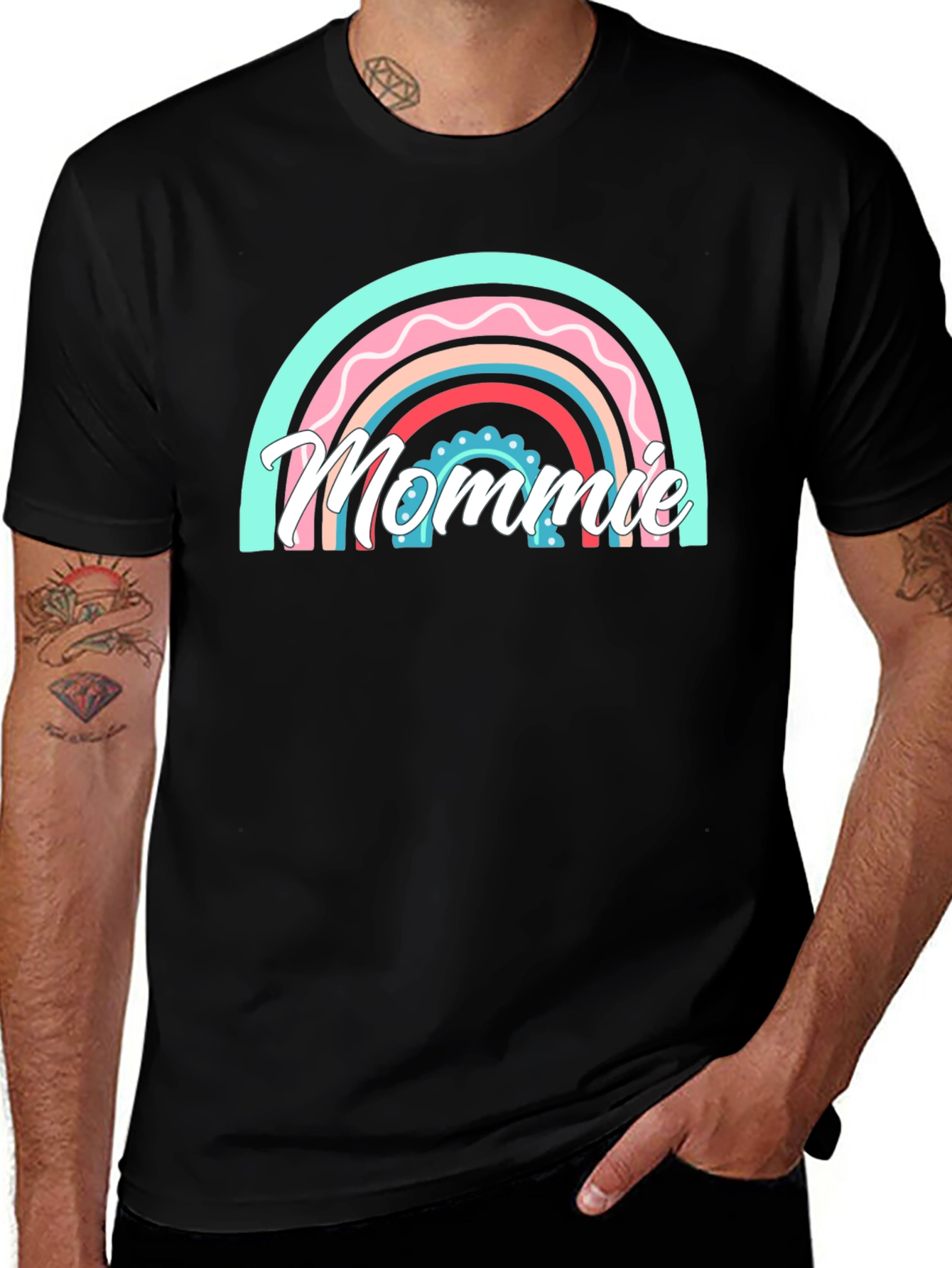 Variant 21 of Mommy Rainbow Graphic Black T-Shirt