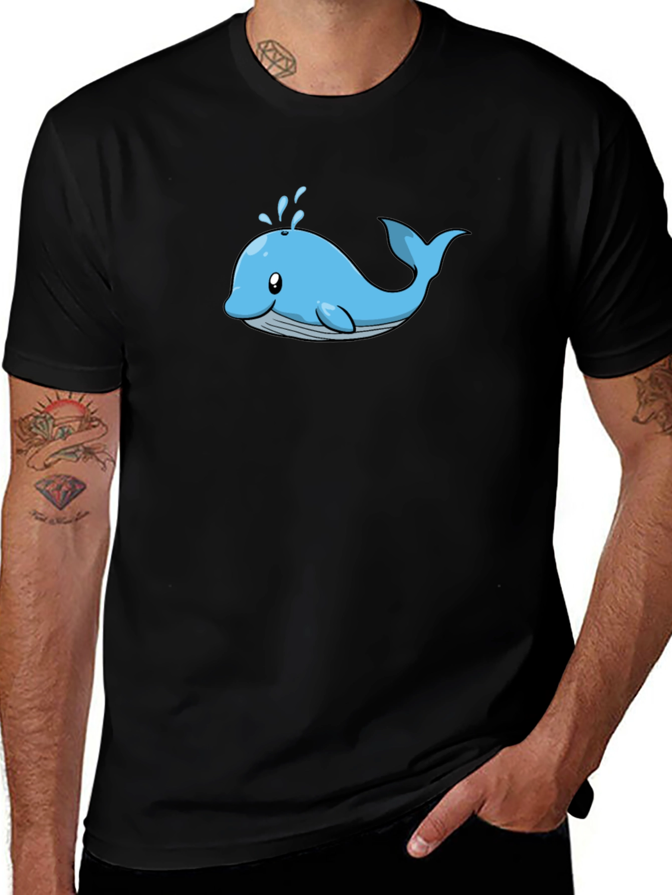 Variant 9 of Whale Graphic Black T-Shirt - Casual Style
