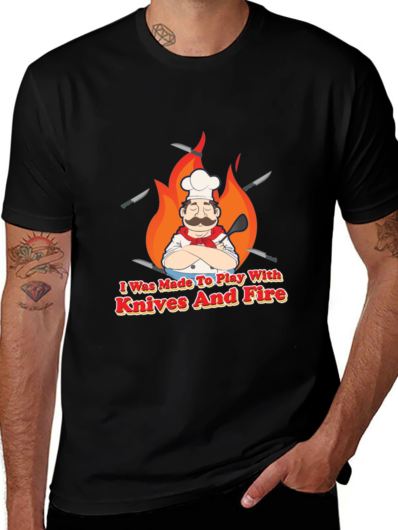 Chef Knives and Fire Graphic T-Shirt