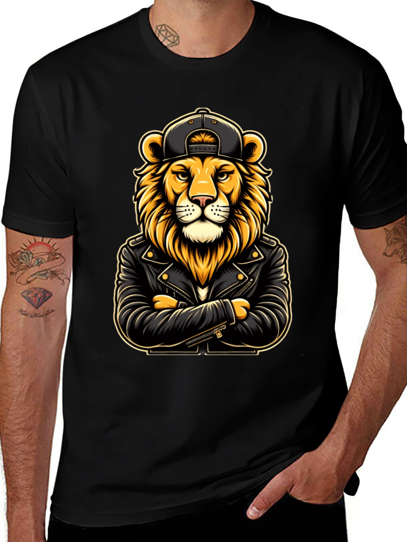 Variant 5 of Cool Lion Biker Graphic Tee