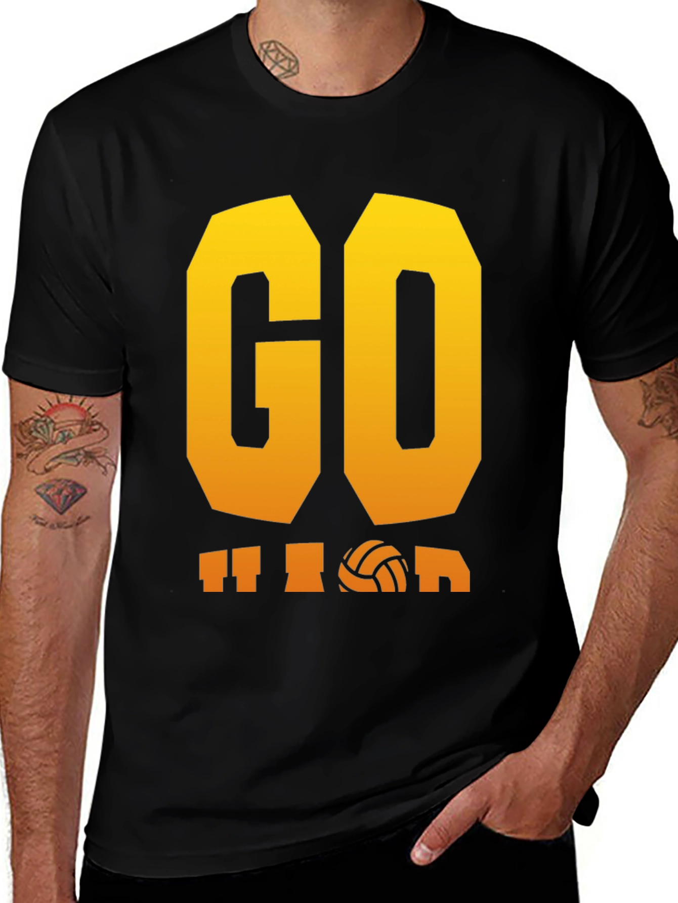 Variant 24 of Go Volleyball Graphic Tee - Black Cotton T-Shirt