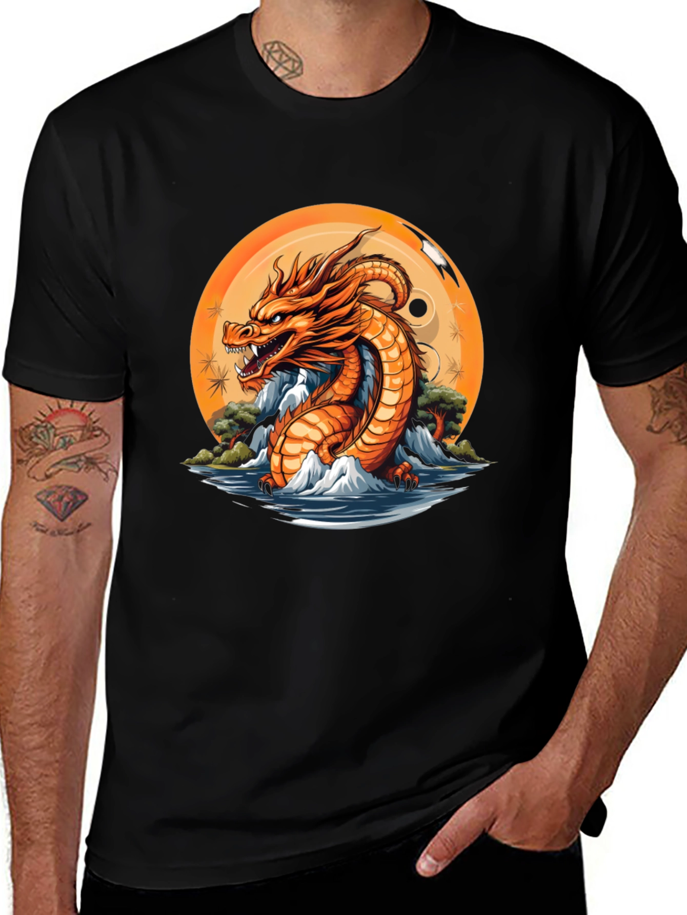 Variant 19 of Dragon Graphic Black T-Shirt