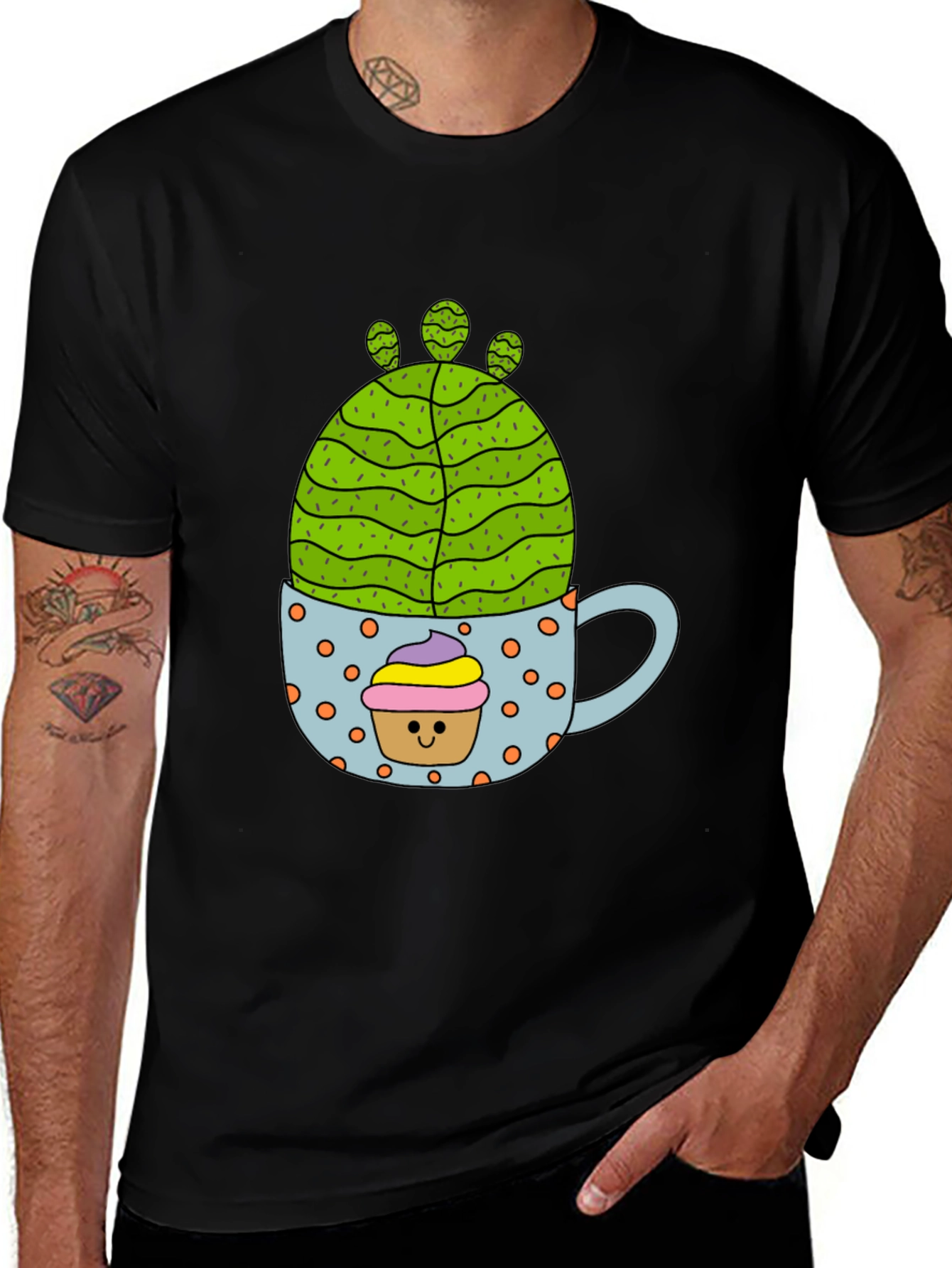 Variant 7 of Cactus Cupcake Graphic Tee - Fun Novelty T-Shirt