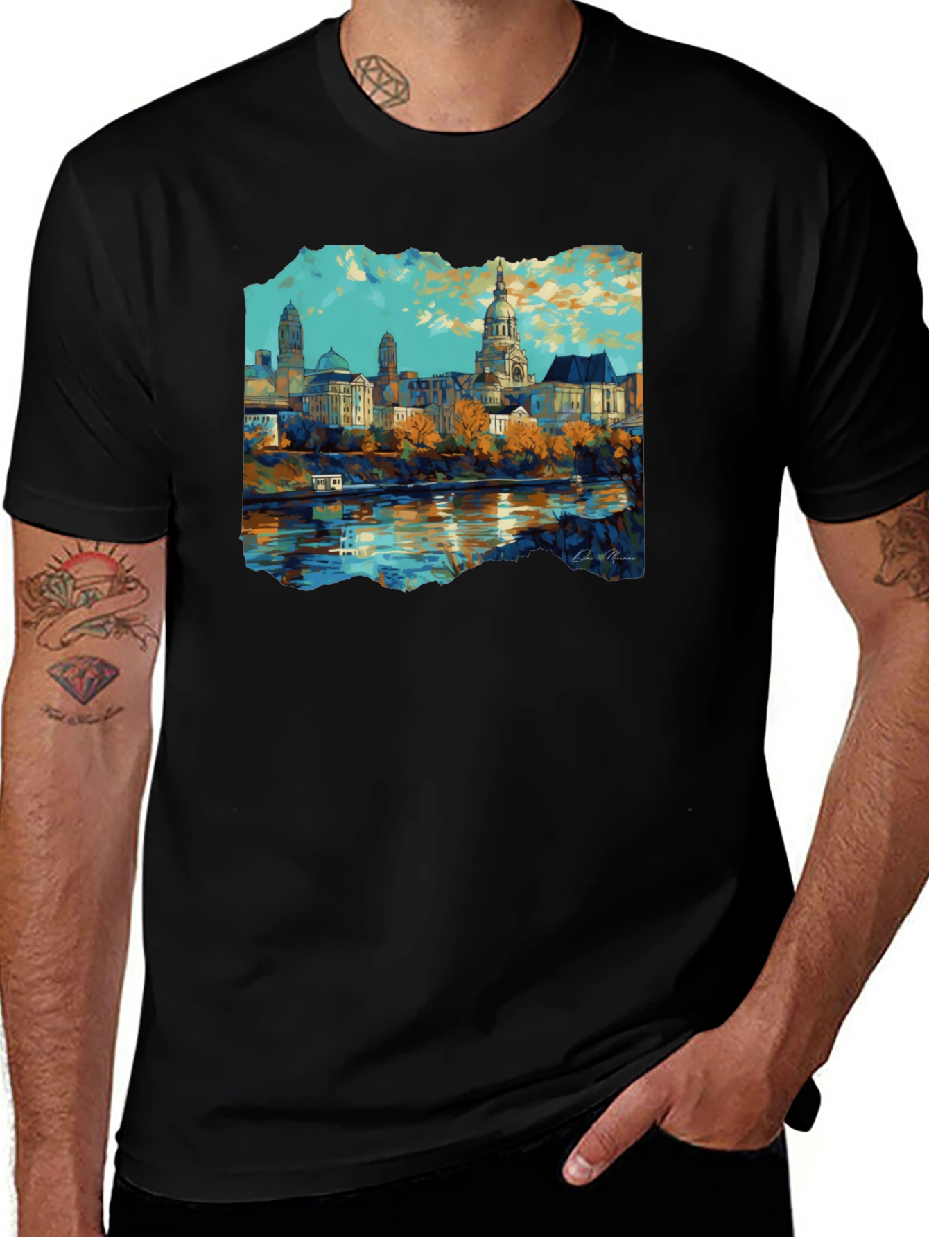 Variant 6 of Cityscape Graphic Black T-Shirt