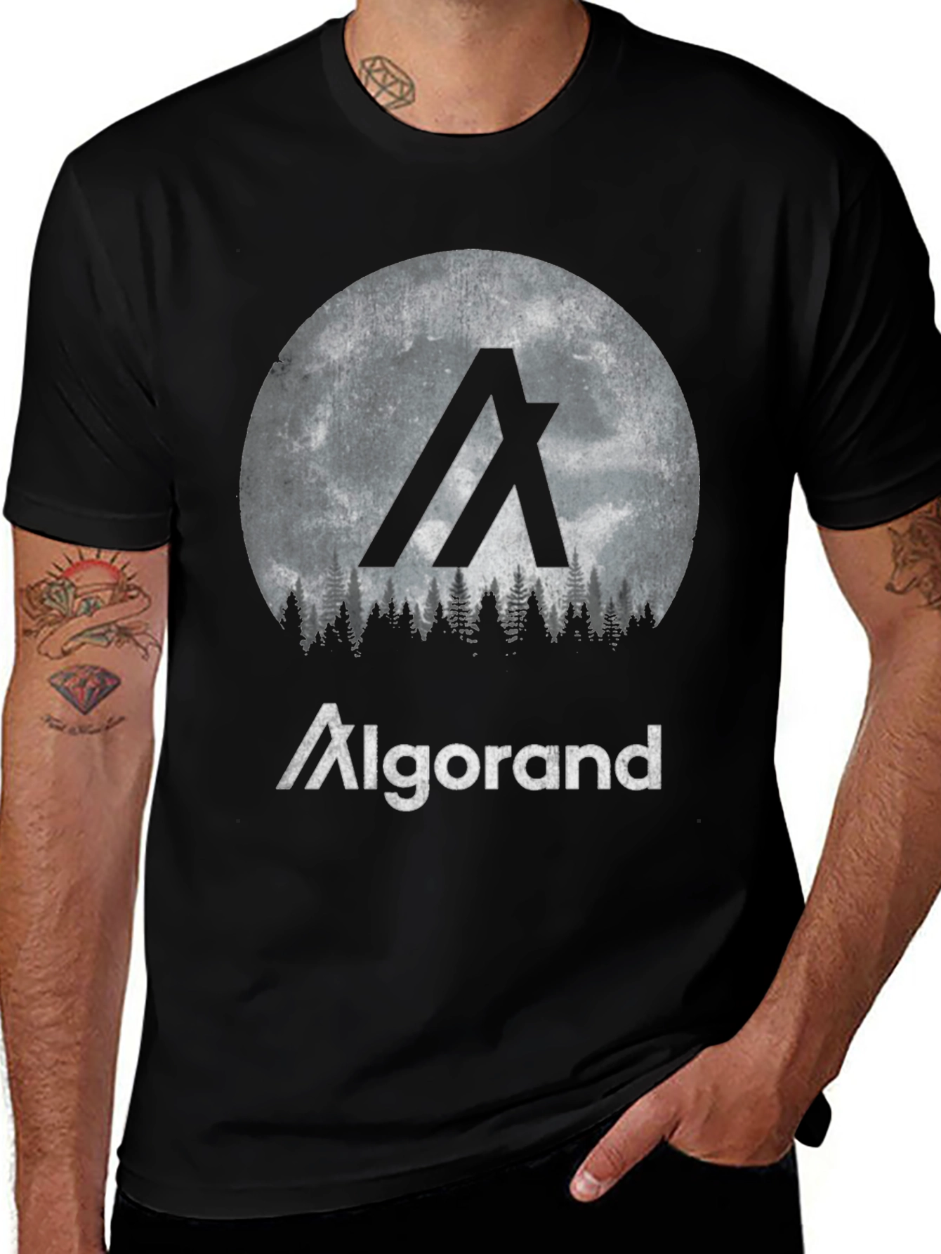 Variant 15 of Algorand Crypto Moon Black T-Shirt