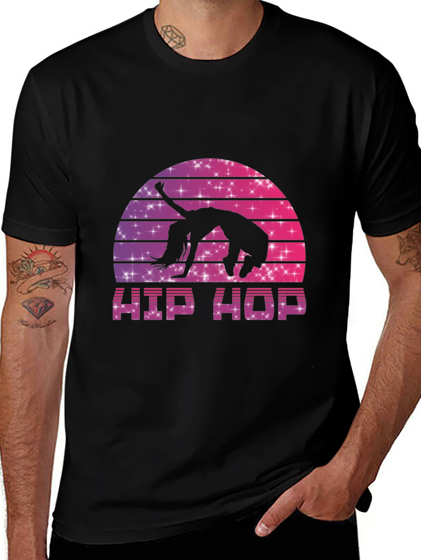 Black Retro Hip Hop Dance T-Shirt main image