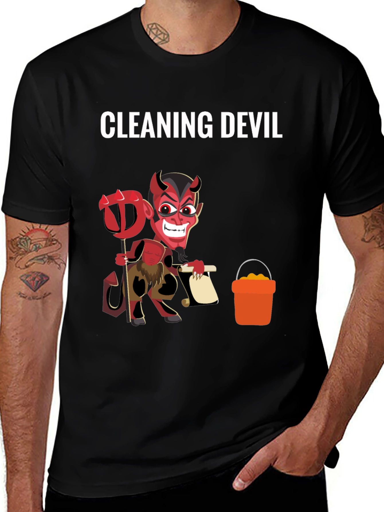 Cleaning Devil Graphic Tee - Black T-Shirt