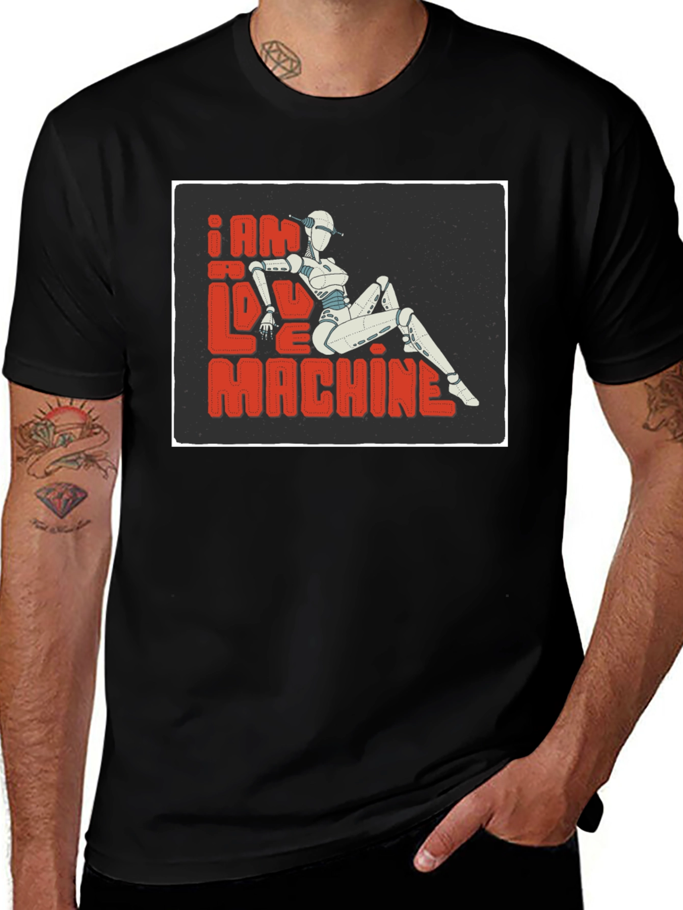 Variant 23 of I am No Love Machine Robot Graphic Tee